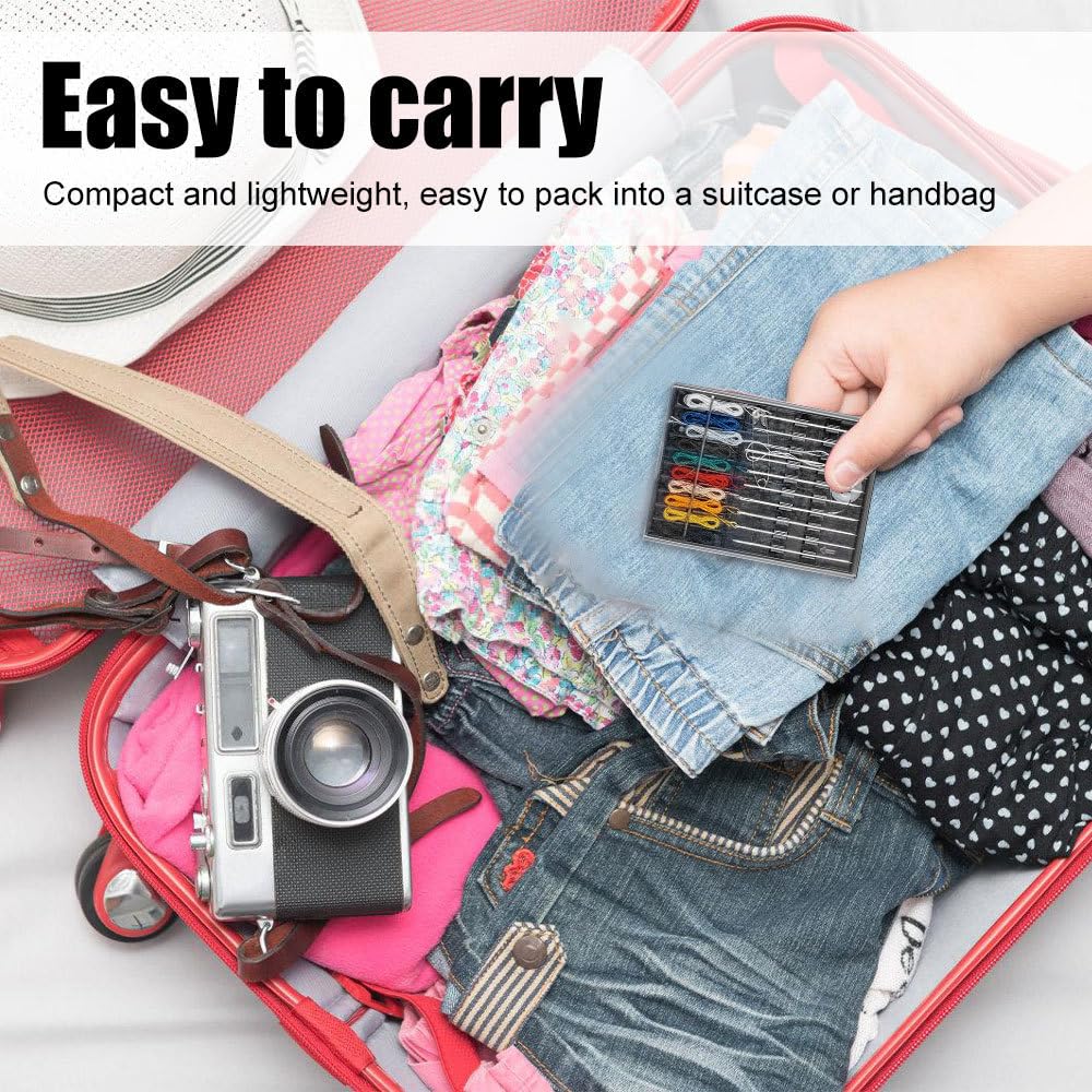 Kit da Cucito Portatile con Ago e Filo, Set Cucito con Scorrevole Apertura e 36 Pezzi, Accessori da Viaggio per Emergenze Sartoriali in Hotel e Casa