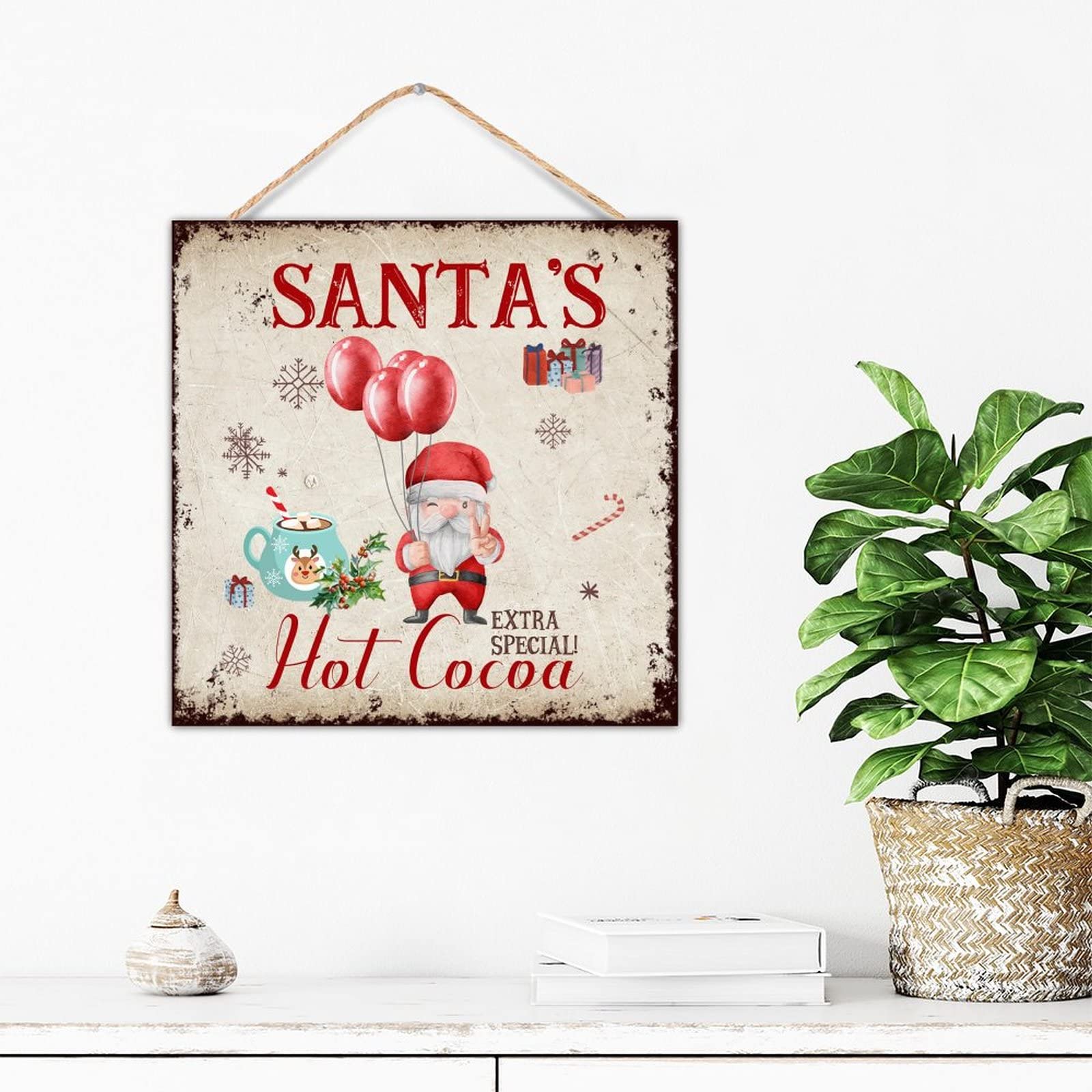 Plaque murale personnalisee en bois vieilli decoration Noel 30cm