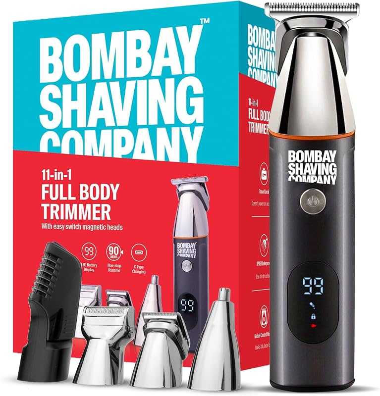 Aparador de Barba e Cabelo Bombay Shaving Company 11 em 1 com 9 Ajustes, IPX6 e Carregamento USB
