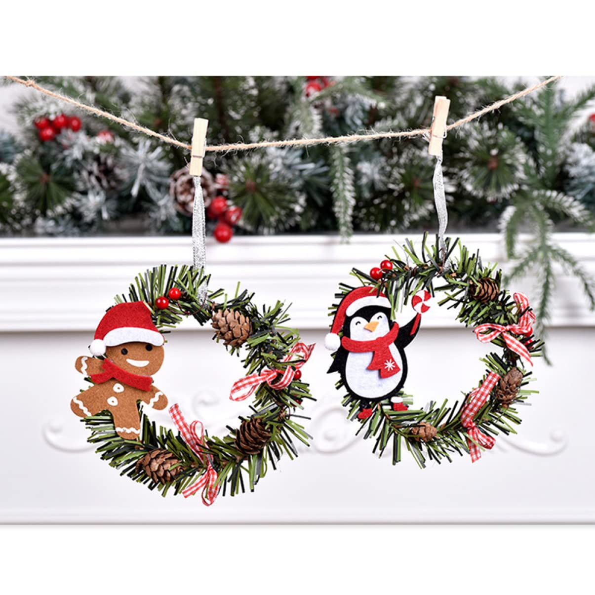 Zerodeko 12piezas Adornos Colgantes De Navidad Decoraciones De Festival para Puerta Muñeco De y Pingüino Colgantes para y
