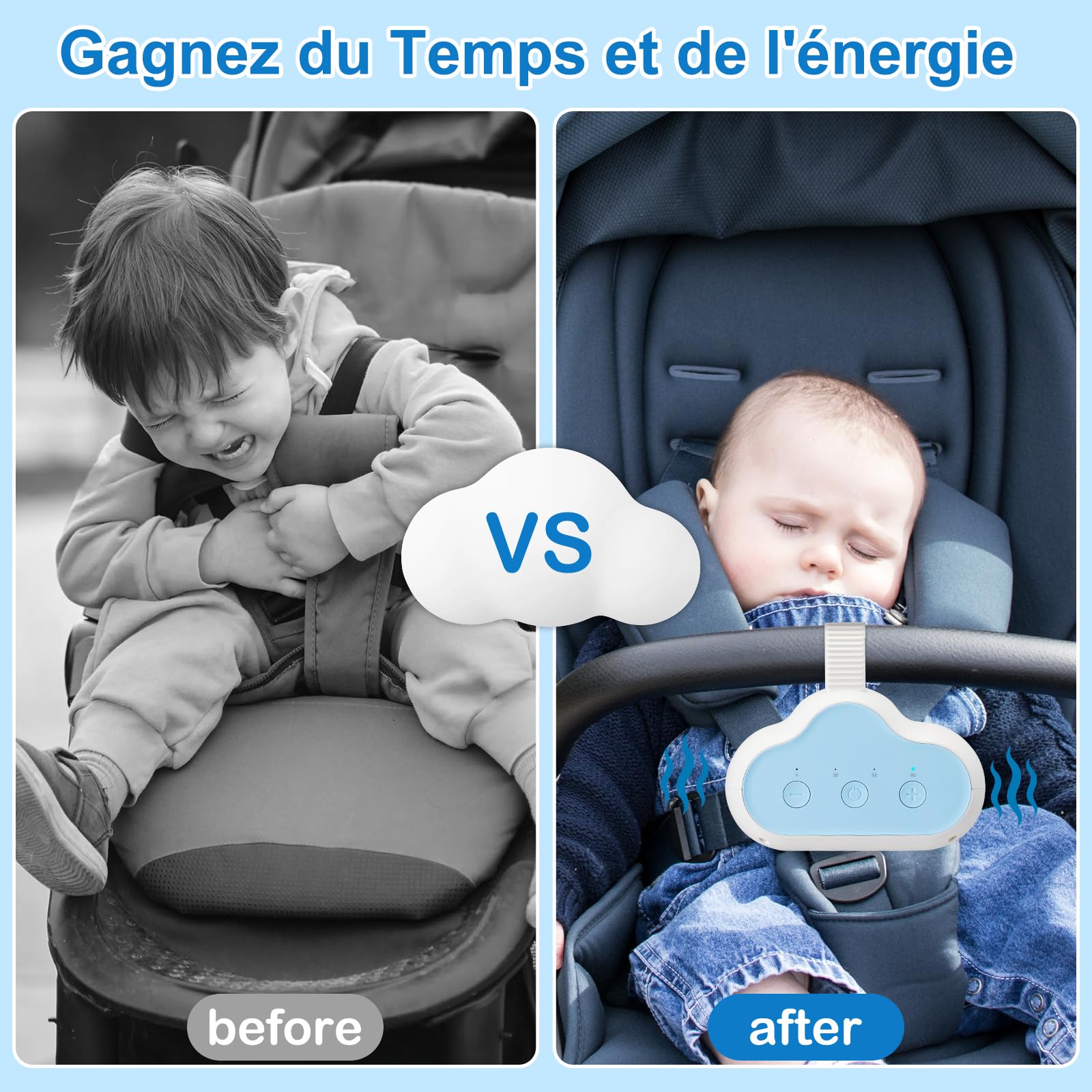 Baby Rocker, Bercement Poussette avec 3 Intensités de Balancement Réglables et Minuterie de 30, 60 et 90 Minutes, Bercez Doucement la Poussette (Bleu)