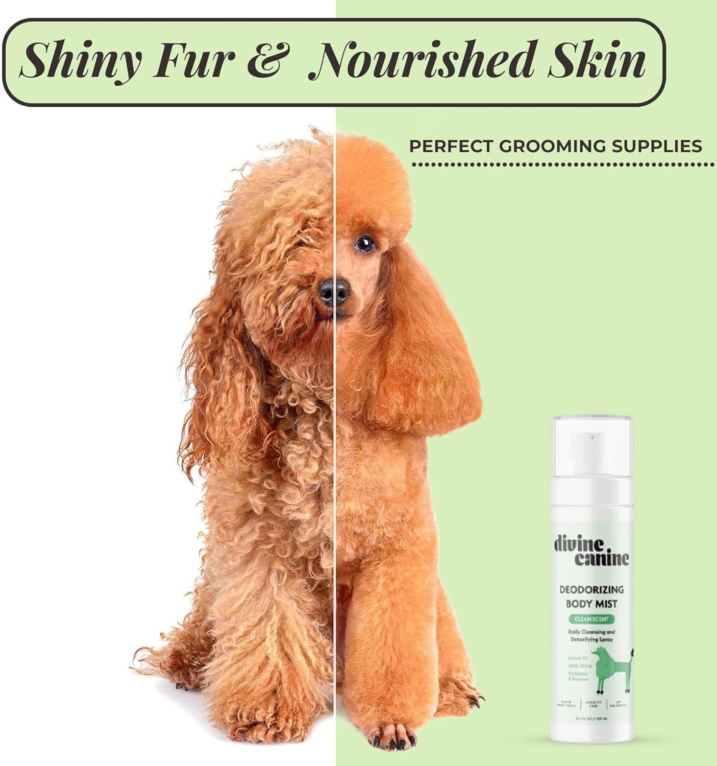Dog Deodorizing Spray - Coat Freshener Between Baths - 5.1oz | Natural dog deodorizing spray with aloe & lemongrass to freshen smelly coats between baths - alcohol-free body mist