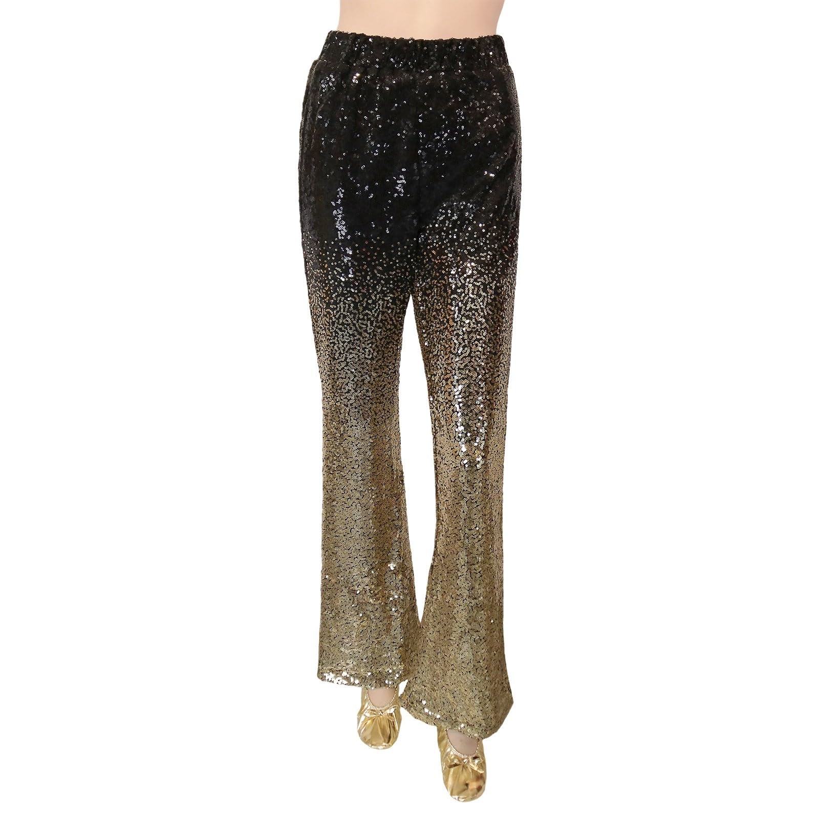 Generisch Pantalones largos de estilo degradado para danza, espectáculos de teatro, noches de club de jazz, elegantes pantalones elásticos