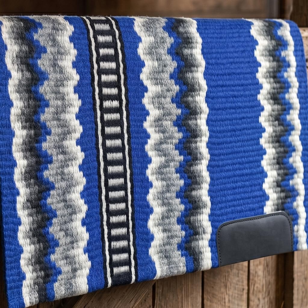 Western Show Saddle Pad/Blanket for Horses - Handmade Wool Saddle Blanket with New Zealand Design, Thick, Durable & Comfortable for Horse Riding (36” L x 40” W x 1) M61