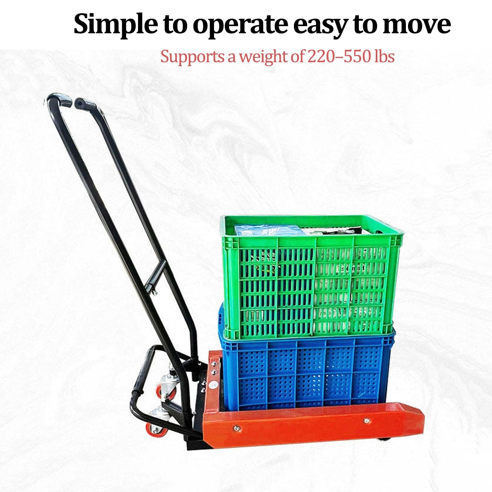 Pallet Jack per impieghi industriali, capacità 200-550 libbre, larghezza regolabile, transpallet manuale per la movimentazione dei materiali del magazzino e del supermercato