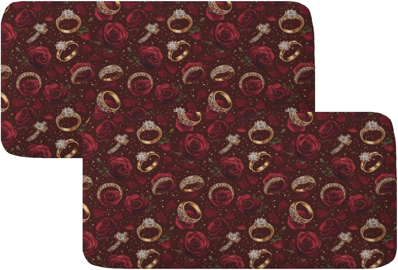 Red Rose and Rings Loveseat Covers Couch Covers for 2 Cushion Couch, 2-Piece Stretch Sofa Slipcovers Anti-Slip Washable Furniture Protectors for Dogs Pets