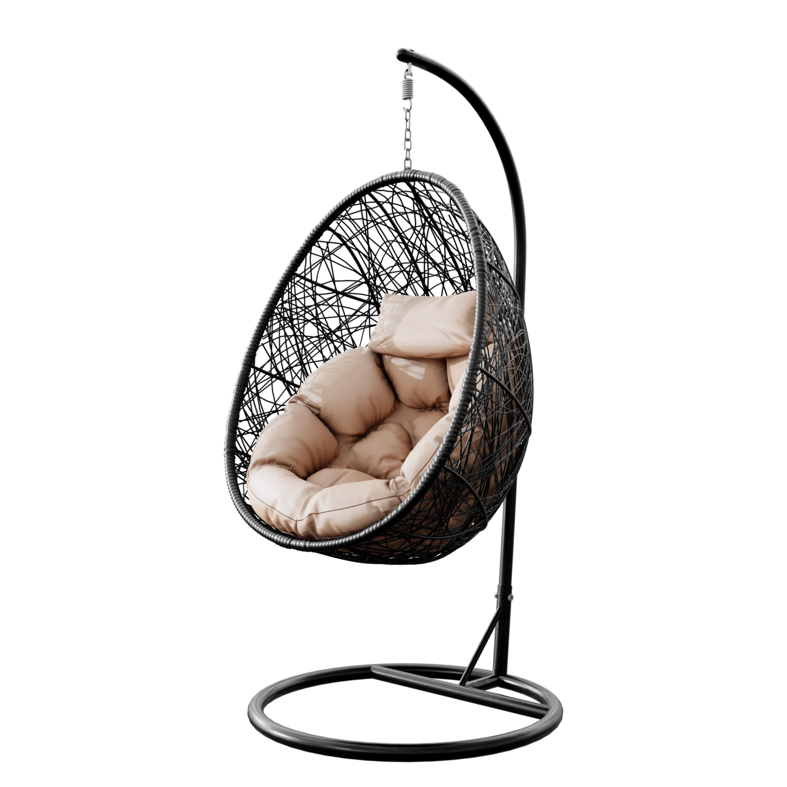 Mirjan24 Fauteuil suspendu Bordia avec structure et coussin, balançoire suspendue avec coussin de dossier, chaise suspendue, panier suspendu, squelette en acier, pour l'intérieur et l'extérieur