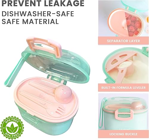 Miniatura 5 de Lulyboo Contenedor de leche en polvo de fórmula - Almacenamiento hermético y apto para viajes, con cuchara y tenedor