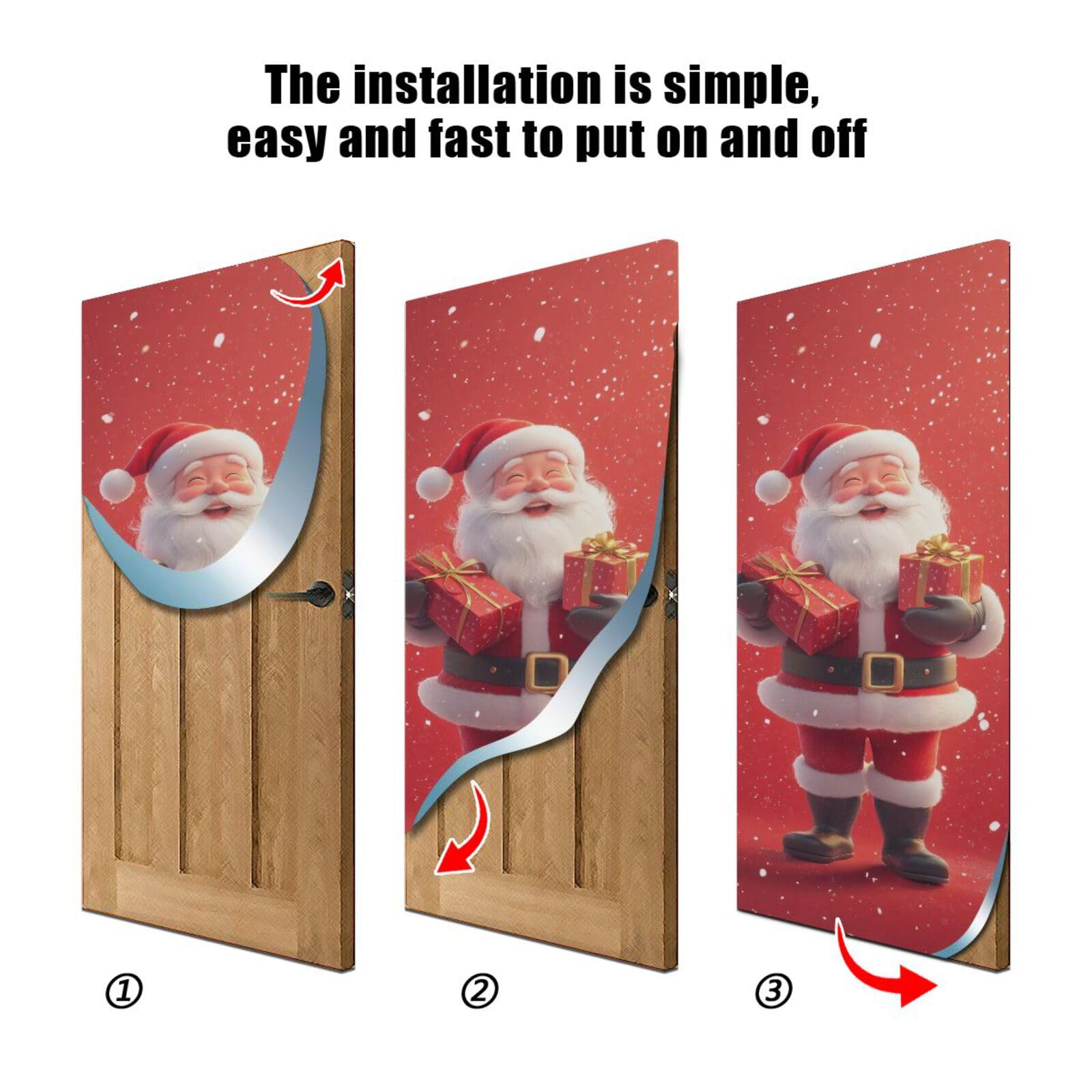 FLildon Santa Claus Door Cover Decoration, Party Accessory Porch Decor for Festive Ornament Room Door Covers 36 x 98 Inch