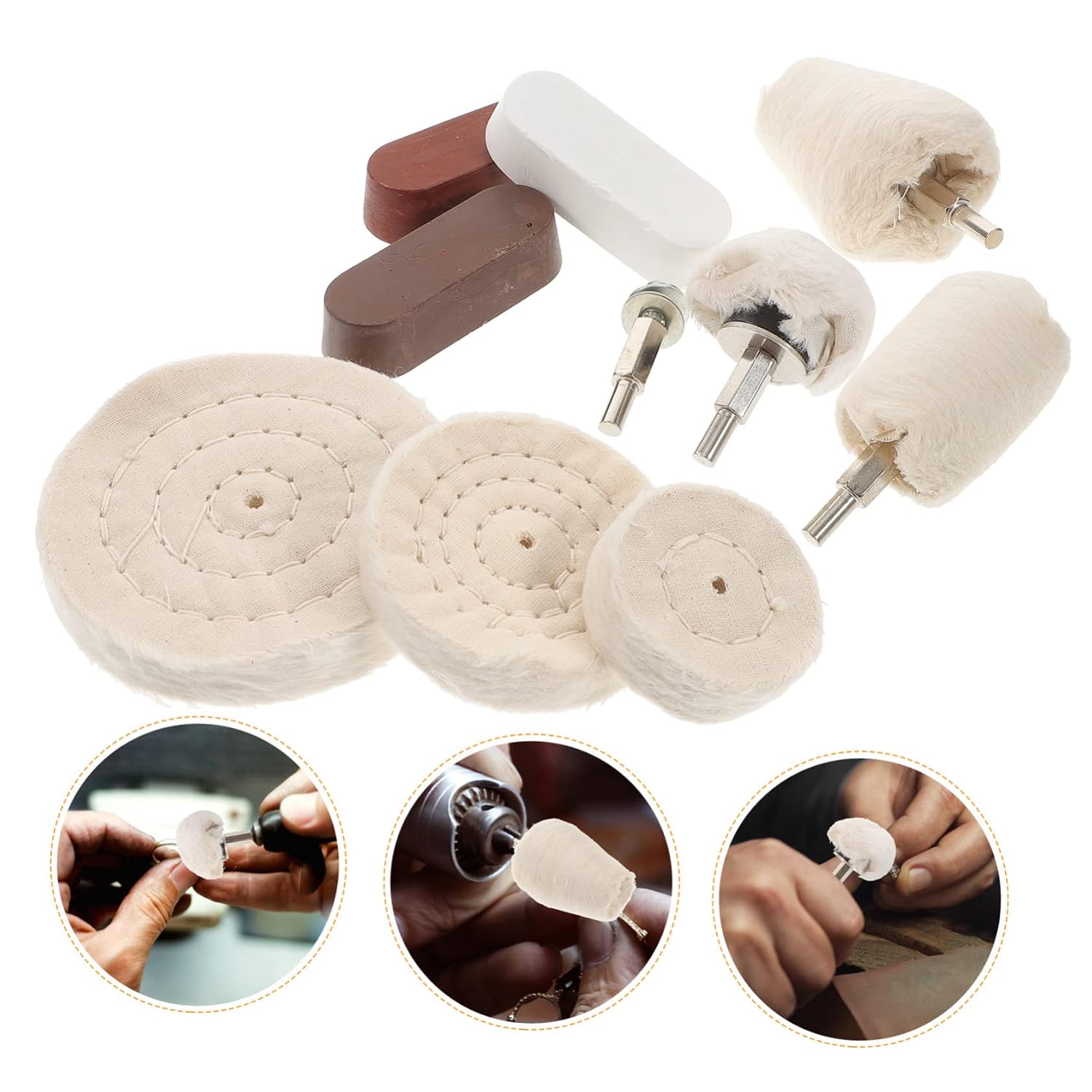 Cabilock 10Pcs Buffing Wheel Drill Polishing Pads for Bench Grinder for Jewelry and Polishing High Toughness Buffing Wheels for Various Surfaces