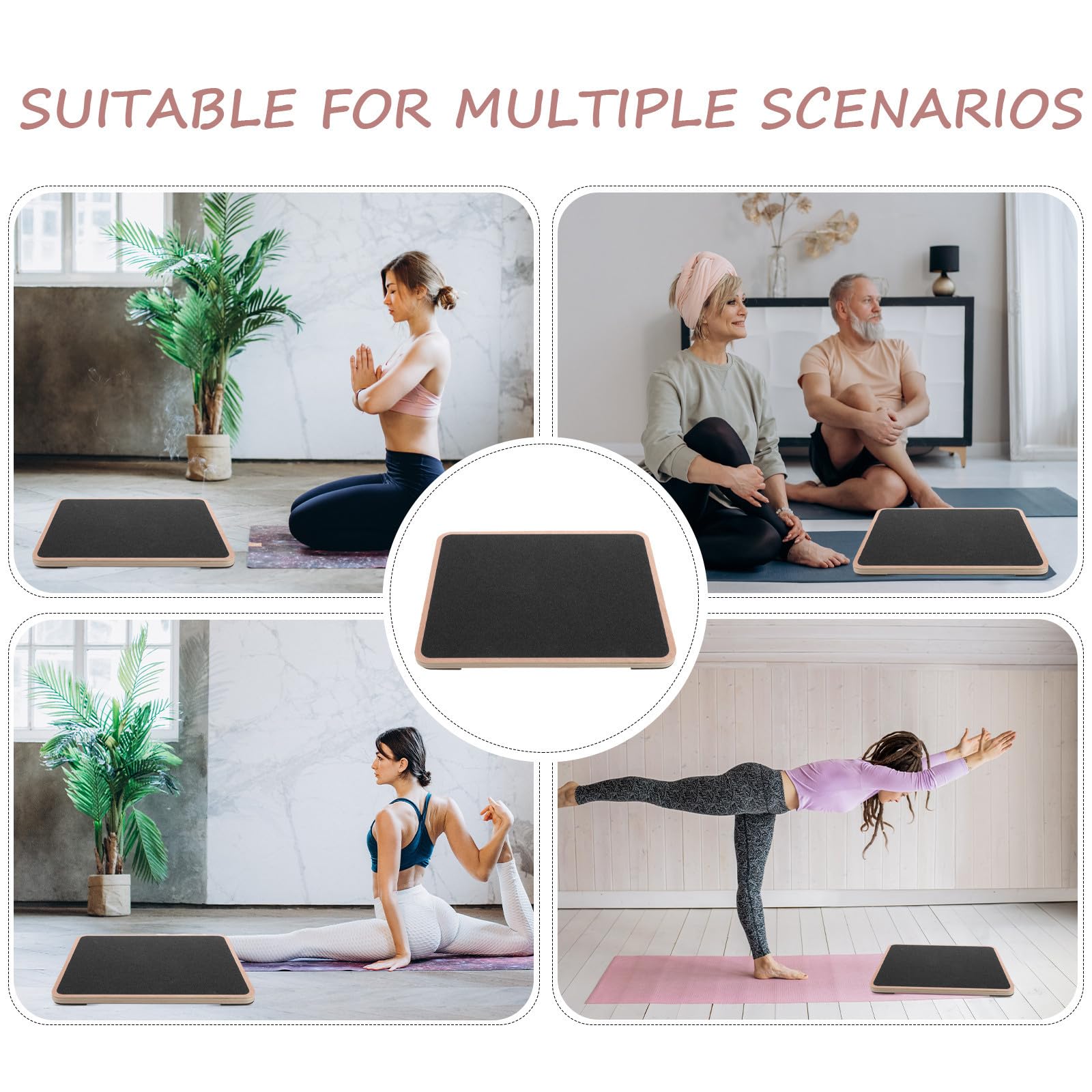 TOYANDONA Tavola di Equilibrio in Legno Quadrata Nera per Adulti, Allenamento Coordinazione e Fitness Stabilità Superiore, per Esercizi di Yoga e Training