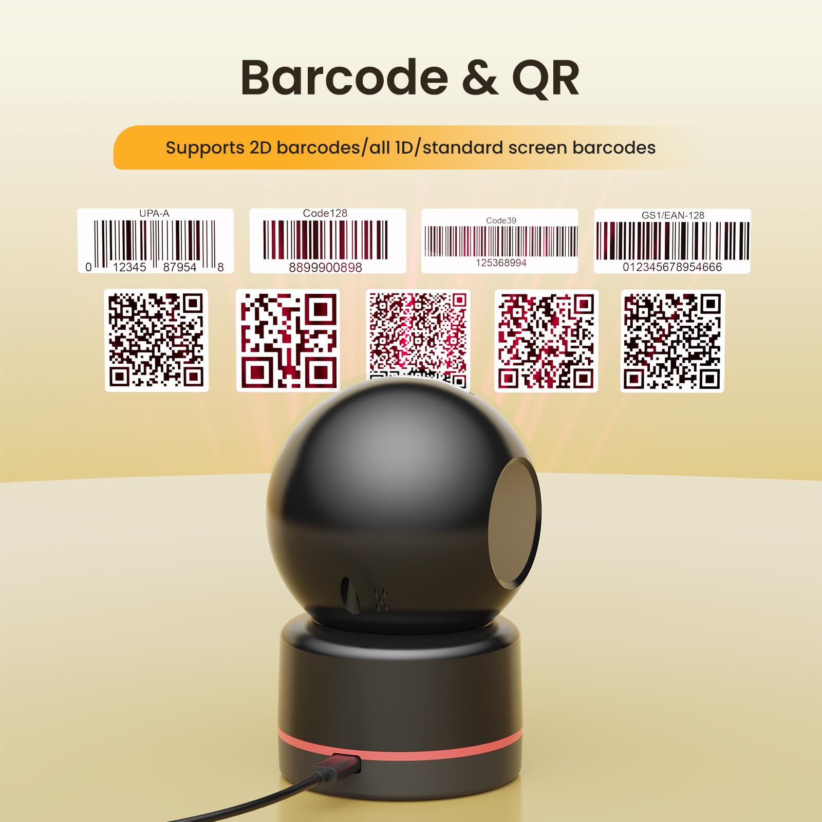 CLABEL T27H Lecteur Code Barre de Bureau Omnidirectionnel : Scanner 1D 2D QR USB Filaire Mains Libres, Tête Réglable et Détection Automatique pour POS Supermarché Commerce de Détail