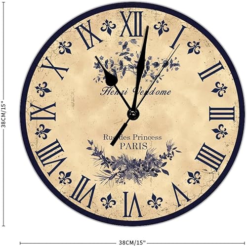 Miniatura 2 de Brown Toile - Reloj de pared para sala de estar, reloj de pared silencioso con pilas, reloj de pared silencioso de 15 pulgadas, reloj de madera