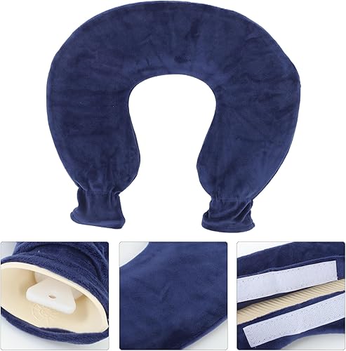 Miniatura 6 de BESPORTBLE Botella de agua caliente en forma de U para cuello y hombro, bolsa de agua caliente y fría de goma más cálida para el cuello, bolsa de