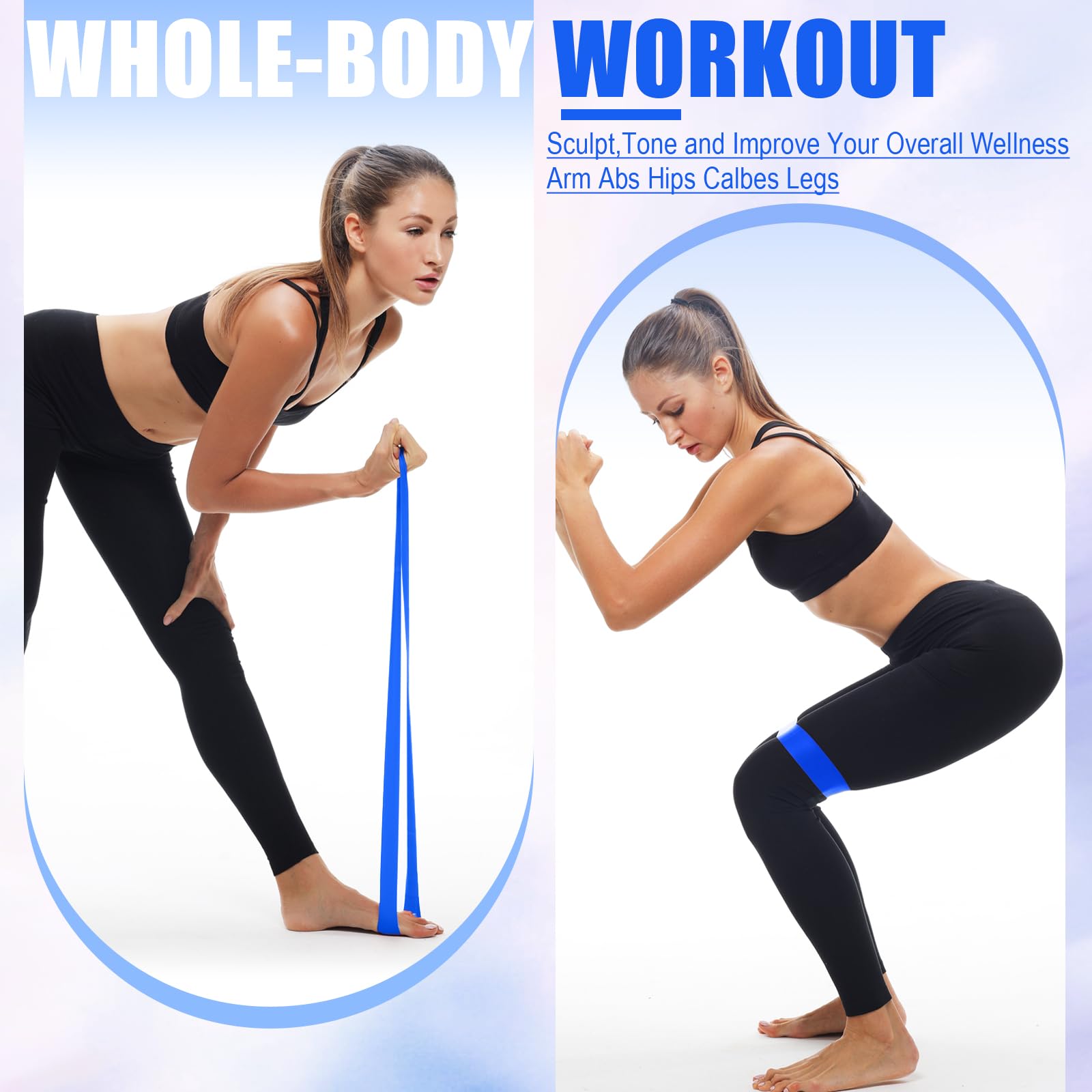 Deekin 20 Bandas de Resistencia, Bandas de Resistencia, Equipo de Ejercicio, Banda elástica para Mujeres y Hombres, Fitness en casa, Gimnasio, Yoga (Azul, 25-30 Libras)