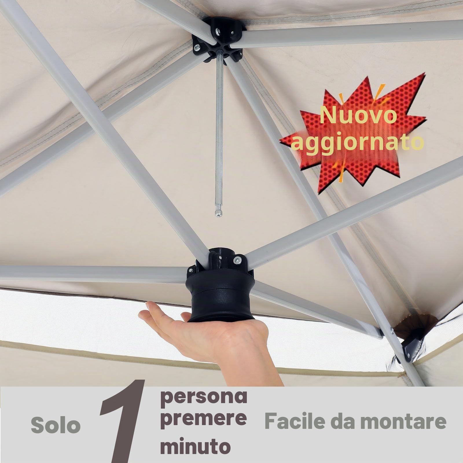 COBIZI Gazebo da giardino, 3 x 3 m, impermeabile, stabile e invernale, con zanzariera, 3,65 x 3,65 m, doppio tetto pieghevole, gazebo pieghevole con sacco di sabbia, per cortile, feste, prato
