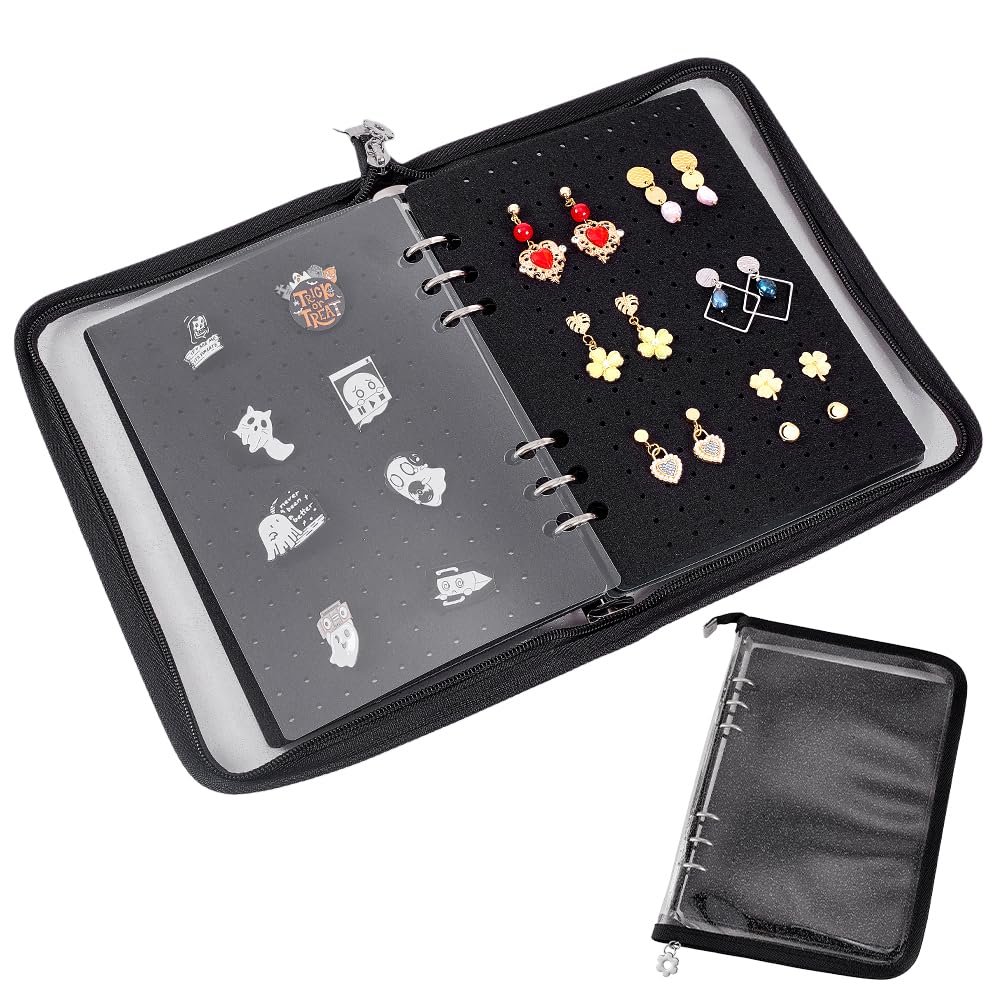 FINGERINSPIRE Pin Display Book Black Felt Brooch Storage Enamel Pin Collection Holder Trading Book with 6-Sheet Non-Woven Fabrics Display Boards A5 Brooch Pins Binder Album for Travel Collectors