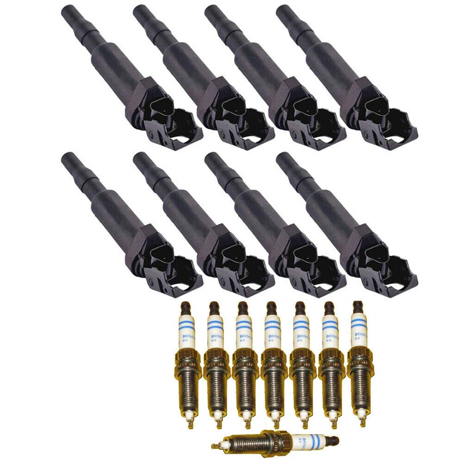 MCK 8pcs Ignition Coil Pack And Platinum Spark Plug Compatible With BMW 550i 650i xDrive 750i 750Li 