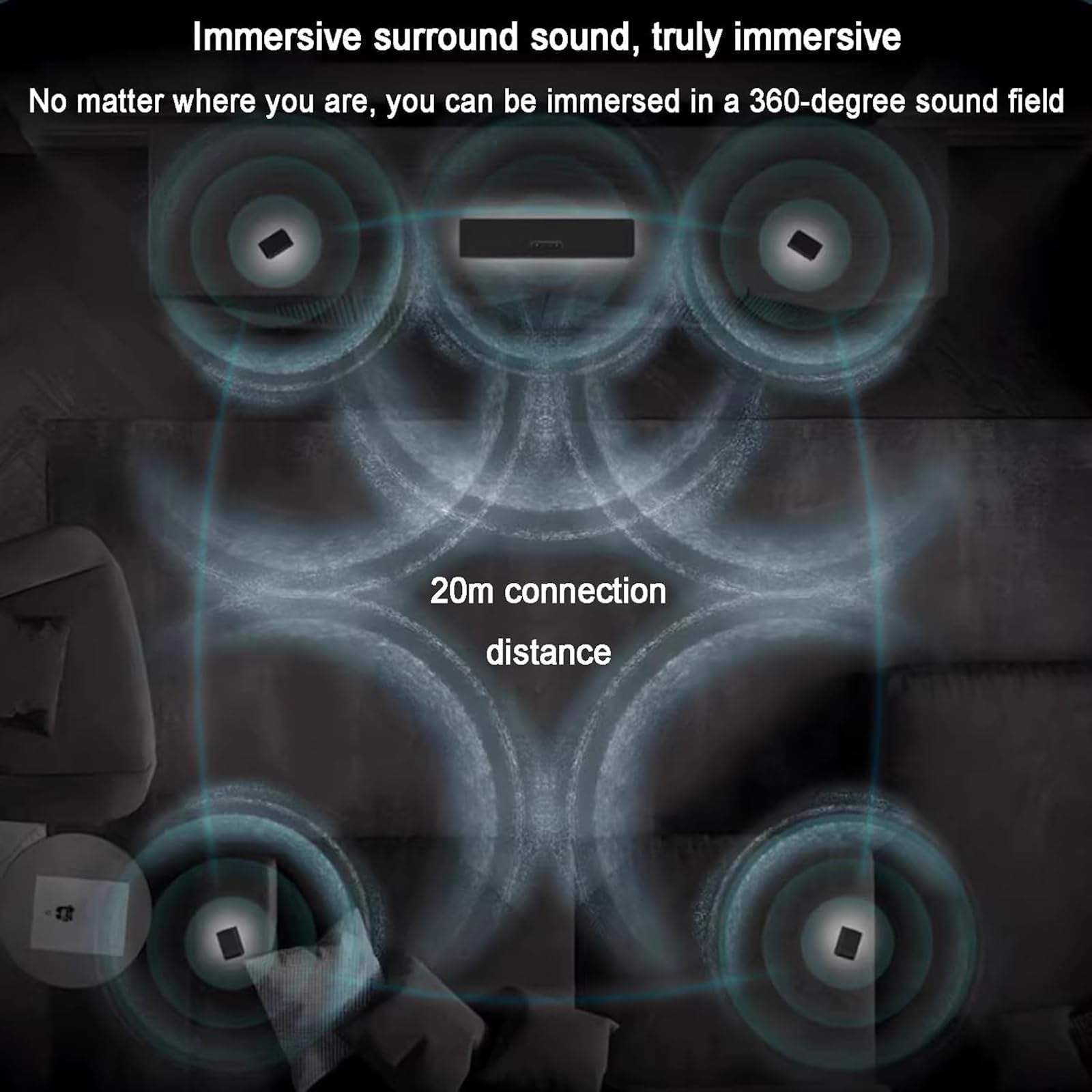 Altavoz Bluetooth inalámbrico, estéreo modular con 4 controladores de 6 W, rango de conexión de 20 m, instalación magnética, diseño portátil para el hogar, viajes y fiestas