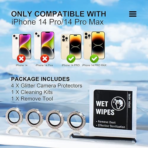 Miniatura 2 de Misea 3+1 Protector de lente de cámara para iPhone 14 ProiPhone 14 Pro Max, protector de pantalla de vidrio templado 9H, protector de pantalla de