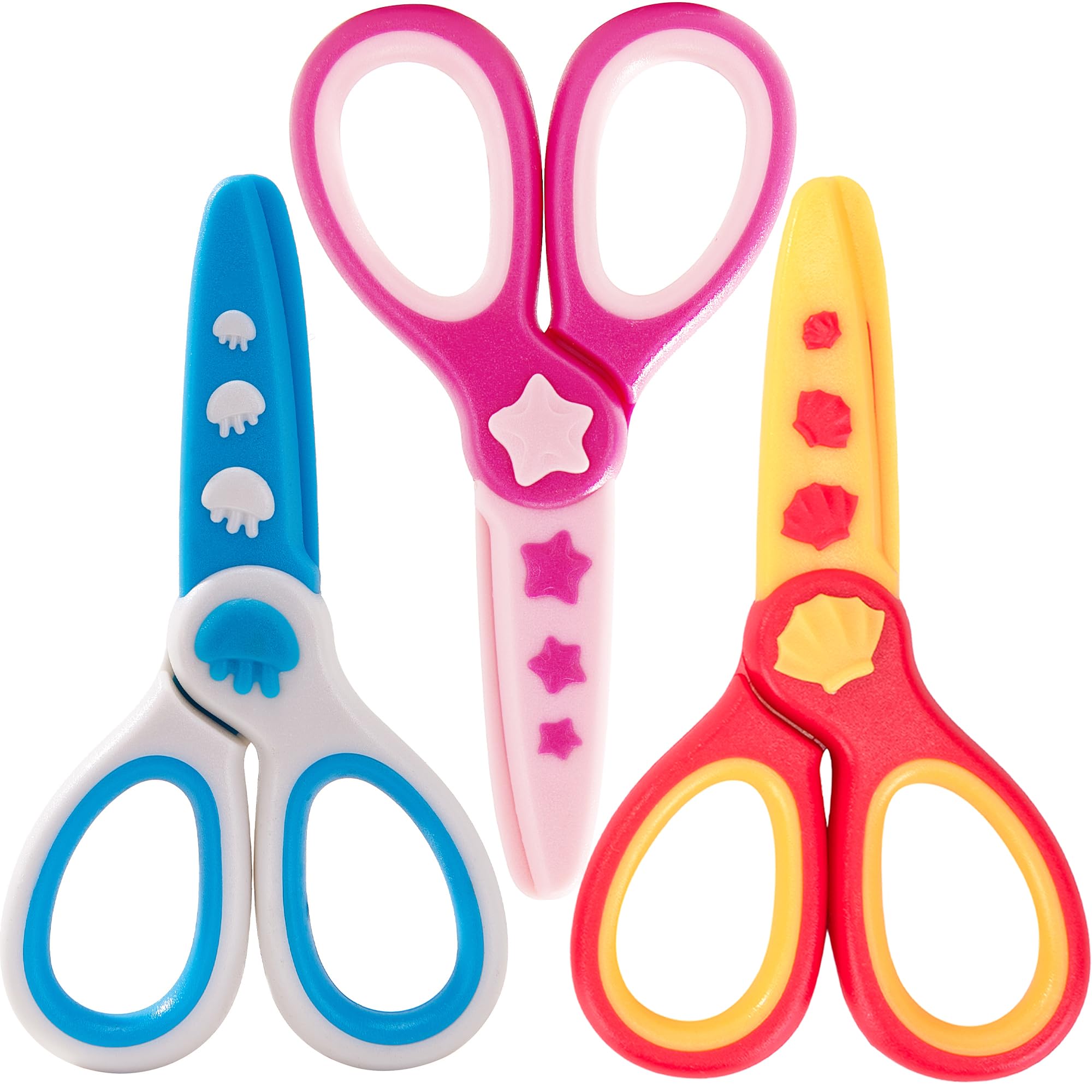 3 Pcs Toddler Plastic Safety Scissors for Kids, Small Blunt Tip Plastic 4.5" Pre-School First Training Scissors for Kids, Child Classroom Scrapbooking