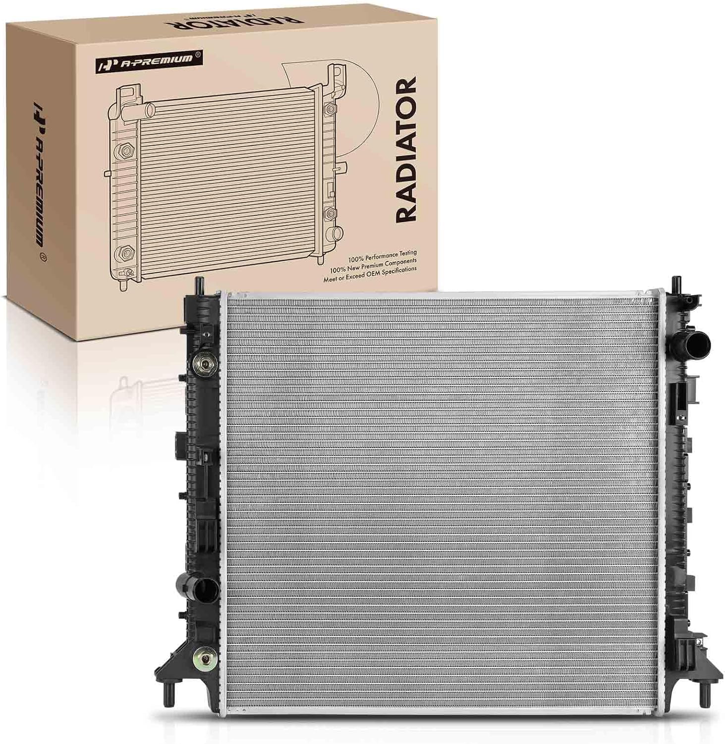 A-Premium Engine Coolant Radiator Assembly with Transmission Oil Cooler Compatible with Chevrolet Camaro 2016-2021 6.2L & Cadillac ATS 2016-2018 3.6L, Automatic Transmission, Replace# 23455464