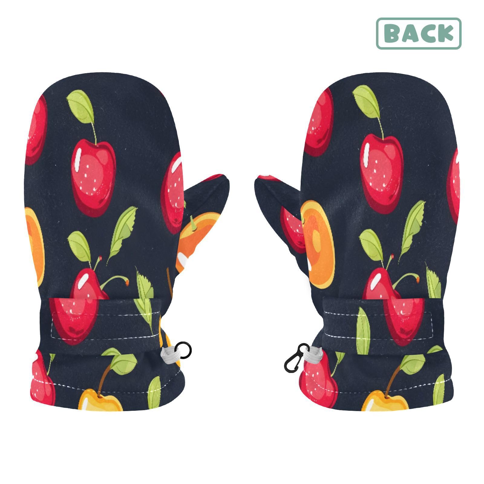 Kid's Winter Gloves Children Warm Gloves Red Yellow Apples for Boys Girl Age 4-6 Years