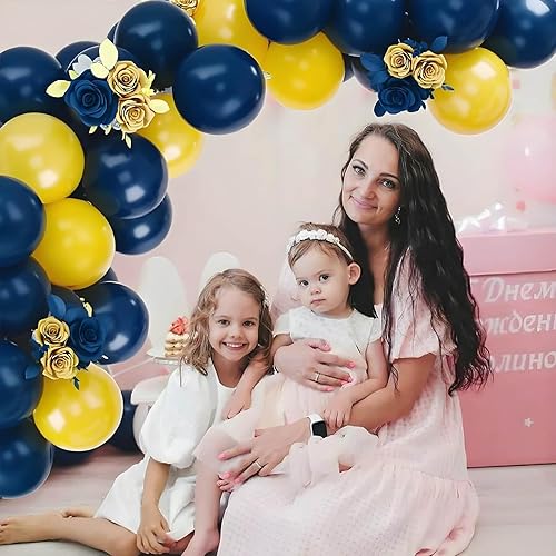 Miniatura 6 de Globos amarillos y azules de 12 pulgadas, globos de confeti amarillo y azul para baby shower, cumpleaños, graduación, boda, aniversario, suministros