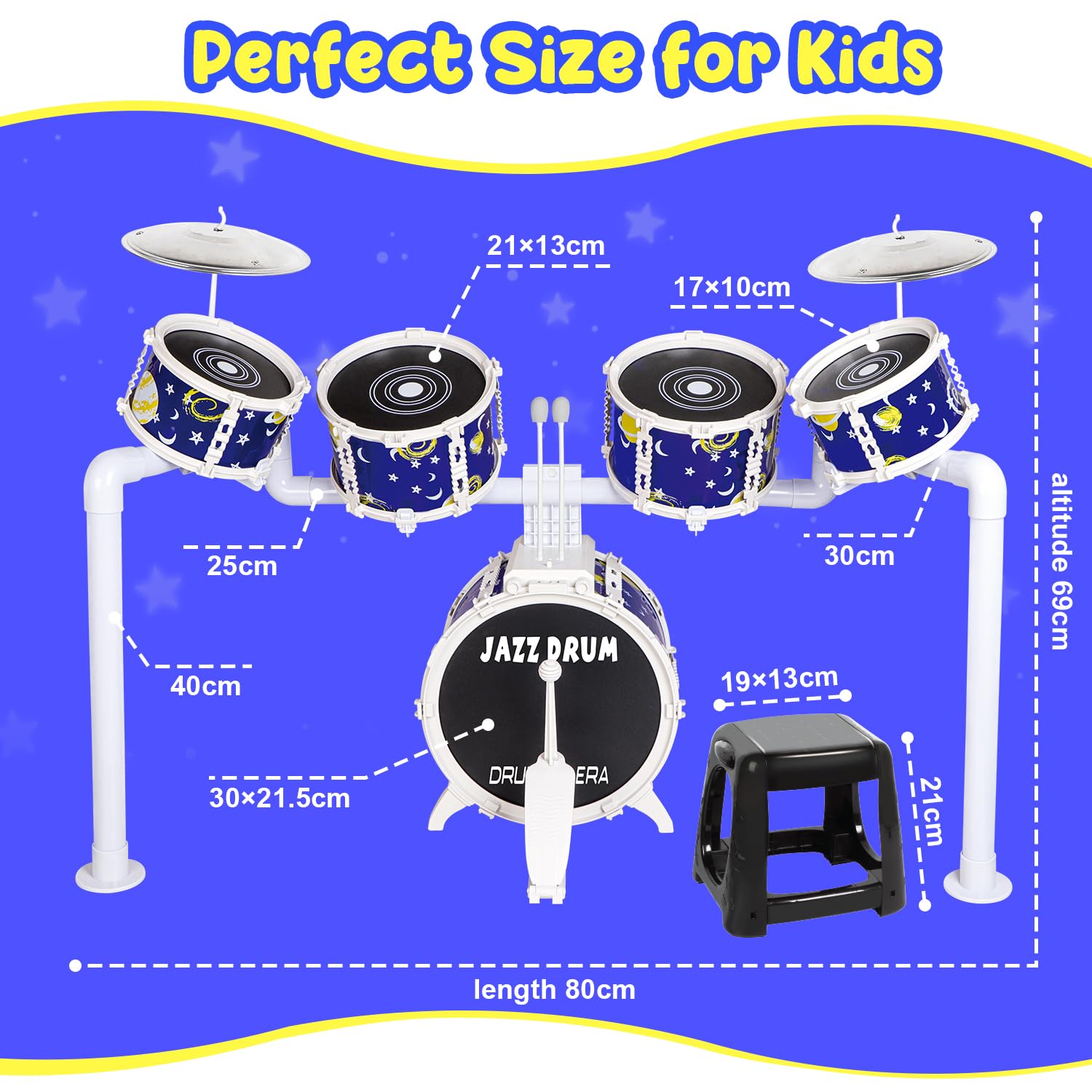 Batería para niños, batería de Juguete Verdantree, batería Infantil, 5 Instrumentos Musicales de percusión, Juguetes para niños y niñas de 3, 4 y 5 años, Regalos para Edades de 3 a 5 años
