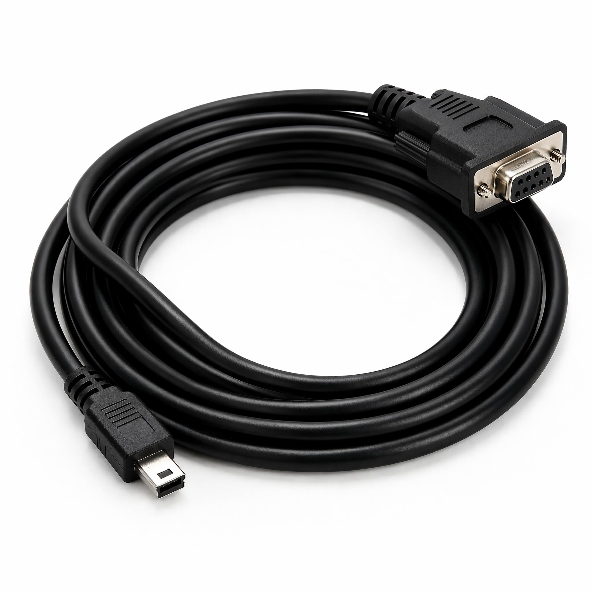 Adaptador serie USB a RS232, mini USB de 5 pines macho a DB9 de 9 pines hembra, cable convertidor serie de 1,8 m