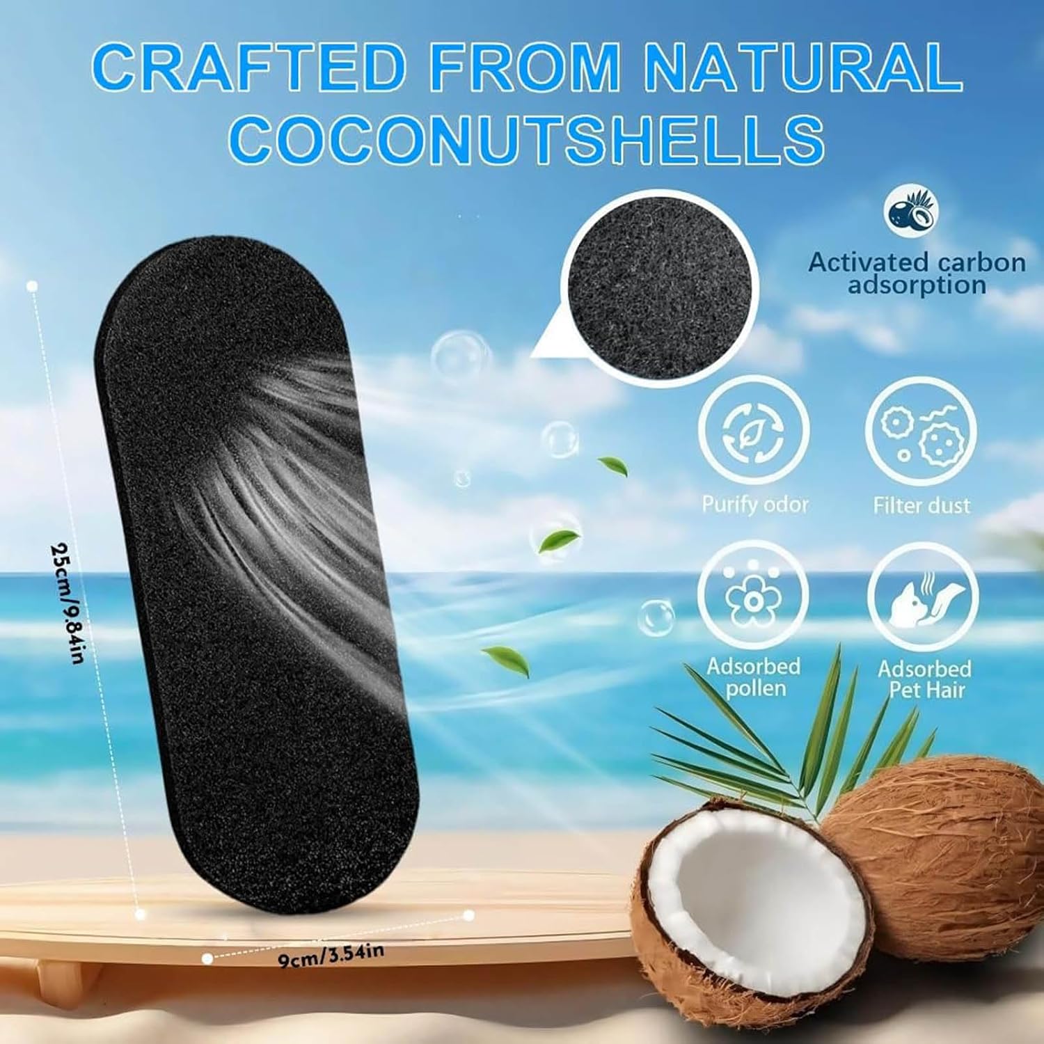 10 Pcs Ceiling fan blade filter, activated coconut charcoal ceiling fan filter accessories, powerful activated coconut charcoal filter, dust collector suitable for all ceiling fans.