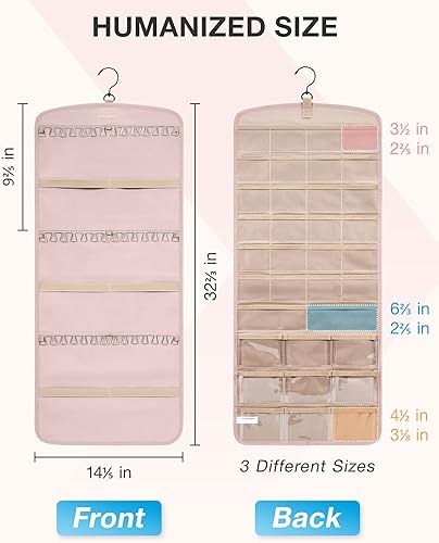 Miniatura 5 de BAGSMART Organizador Colgante de Joyas, Soporte para Collares Anti-enredo para Aretes y Anillos con 20 Bolsas de Joyería, Rollo de Almacenamiento de