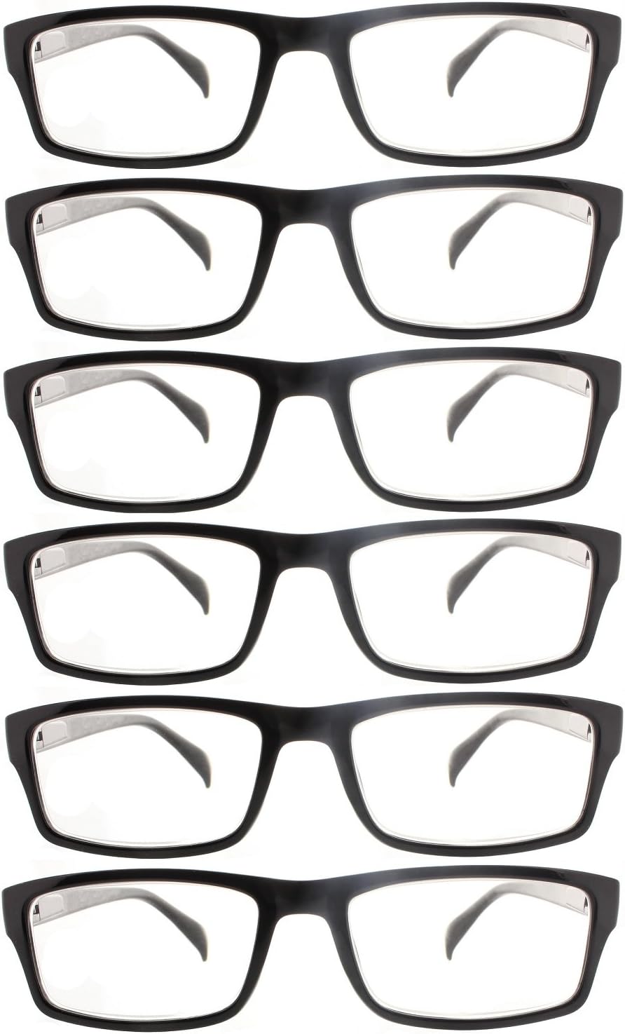 Fiore Reading Glasses 1.00 | 6 Pack Readers for Men and Women [6 Pack Black, 1.00]