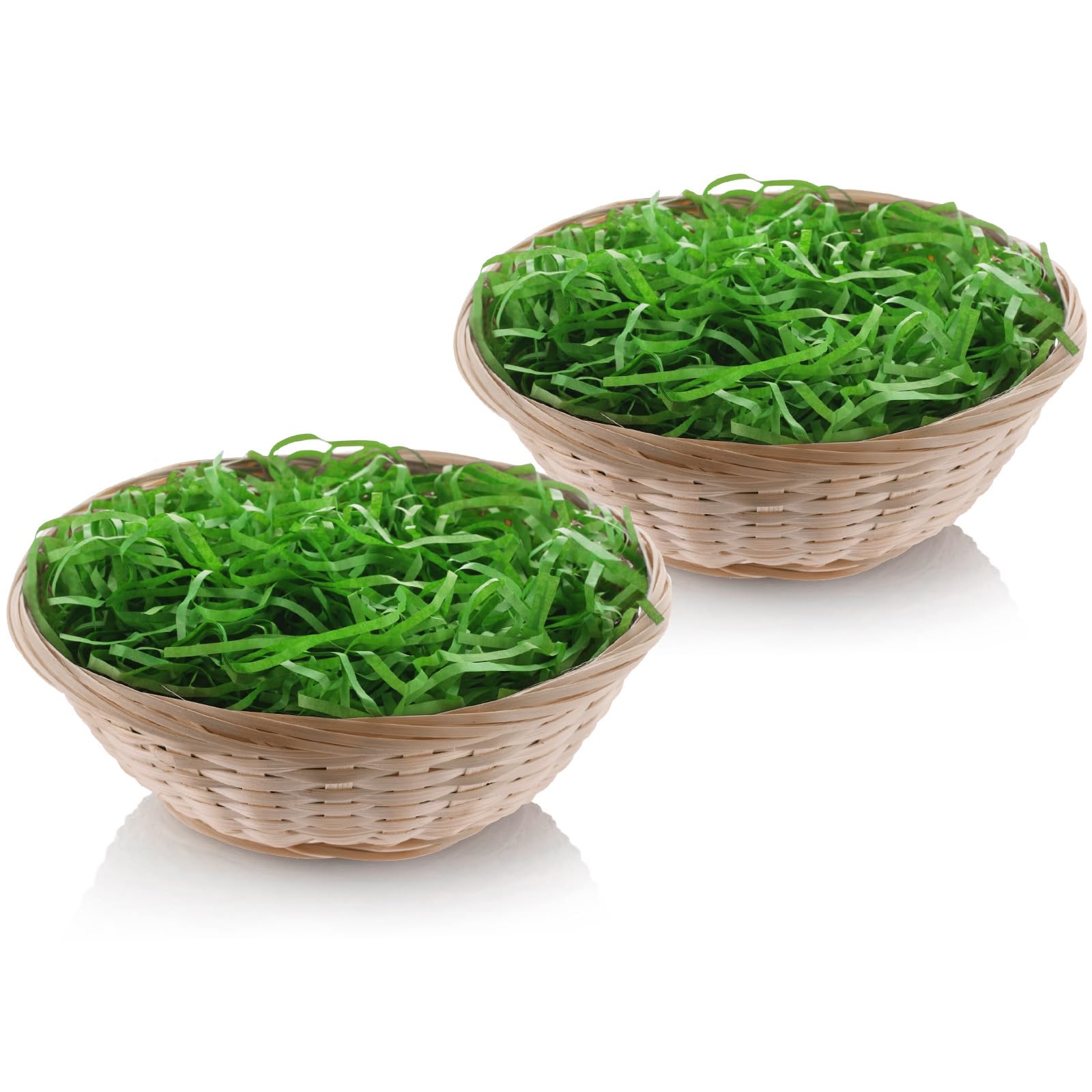 Osterkörbchen mit Gras, Osternest zum Befüllen, Kleine Osterkorb, Natürlich Bambus Geflochten Ostern Korb