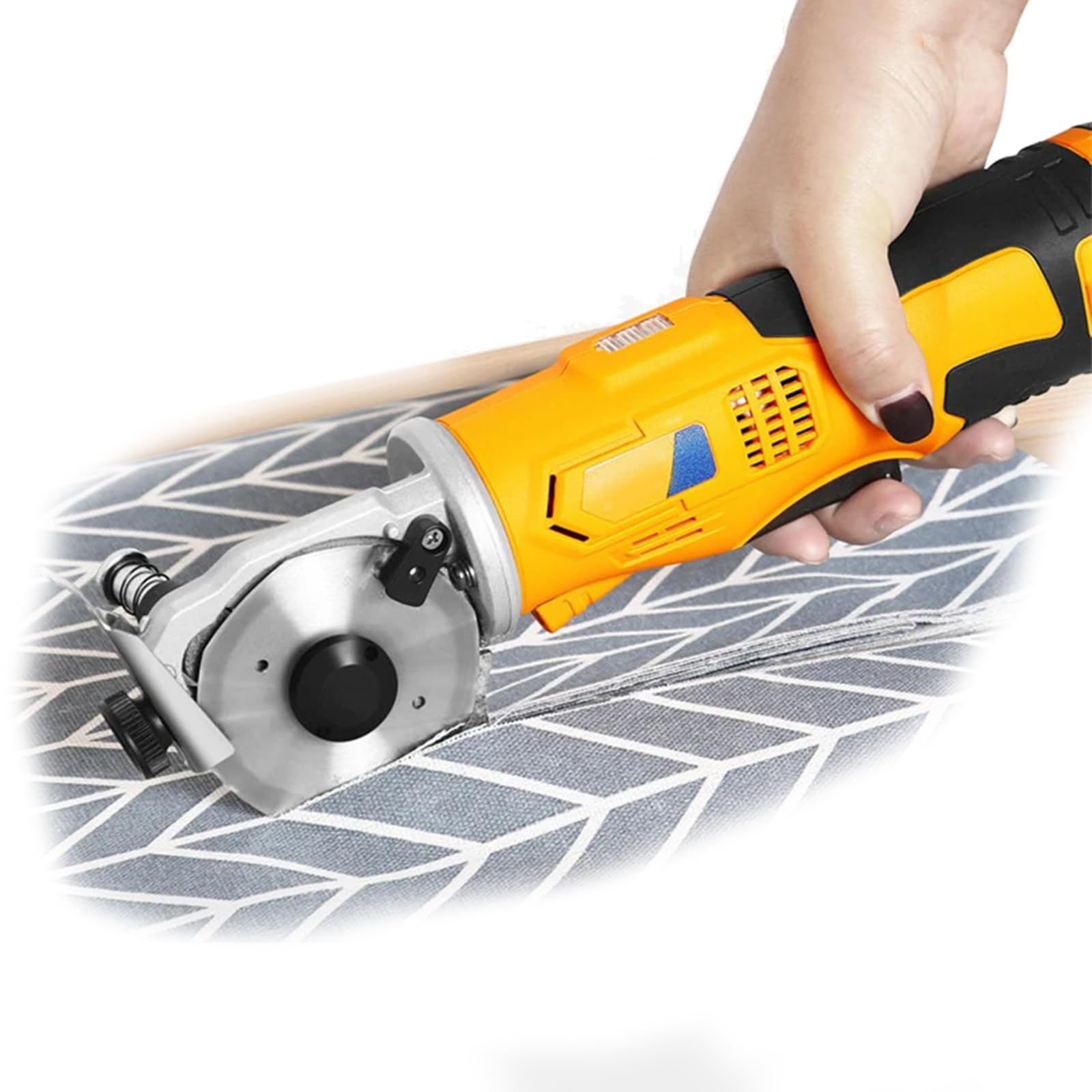Coupe-tissu rotatif électrique, ciseaux sans fil pour couper le tissu, le papier, la moquette et le cuir, idéal pour les tissus multicouches avec une épaisseur de coupe de 2,5 cm