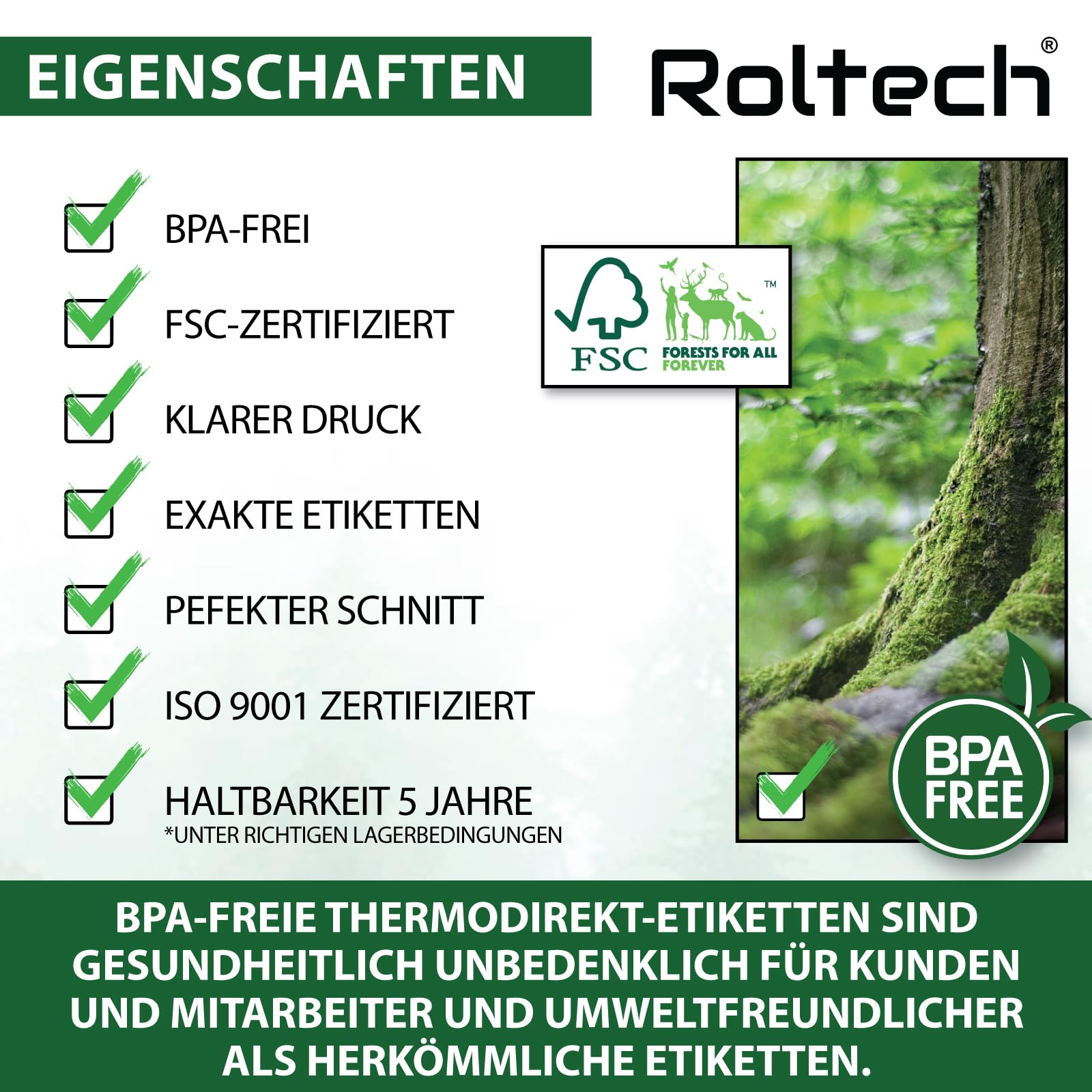 Produktbild von Thermo-Etiketten Auf Rolle 58 X 60 Mm – 7.500 Stück (10 Rollen), Hülse 40 Mm, Permanent Haftend – Für Thermodirektdruck Ohne Farbband