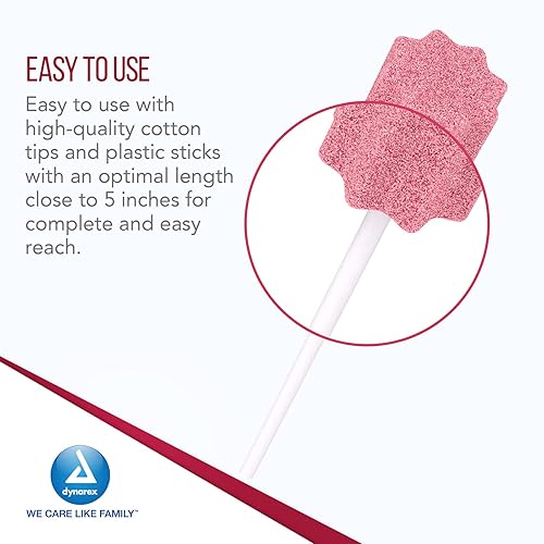 Miniatura 3 de Dynarex Hisopos con sabor a dentifrica, hisopos de algodón de sabor agradable que calman y refrescan suavemente la boca seca, 20 hisopos por paquete