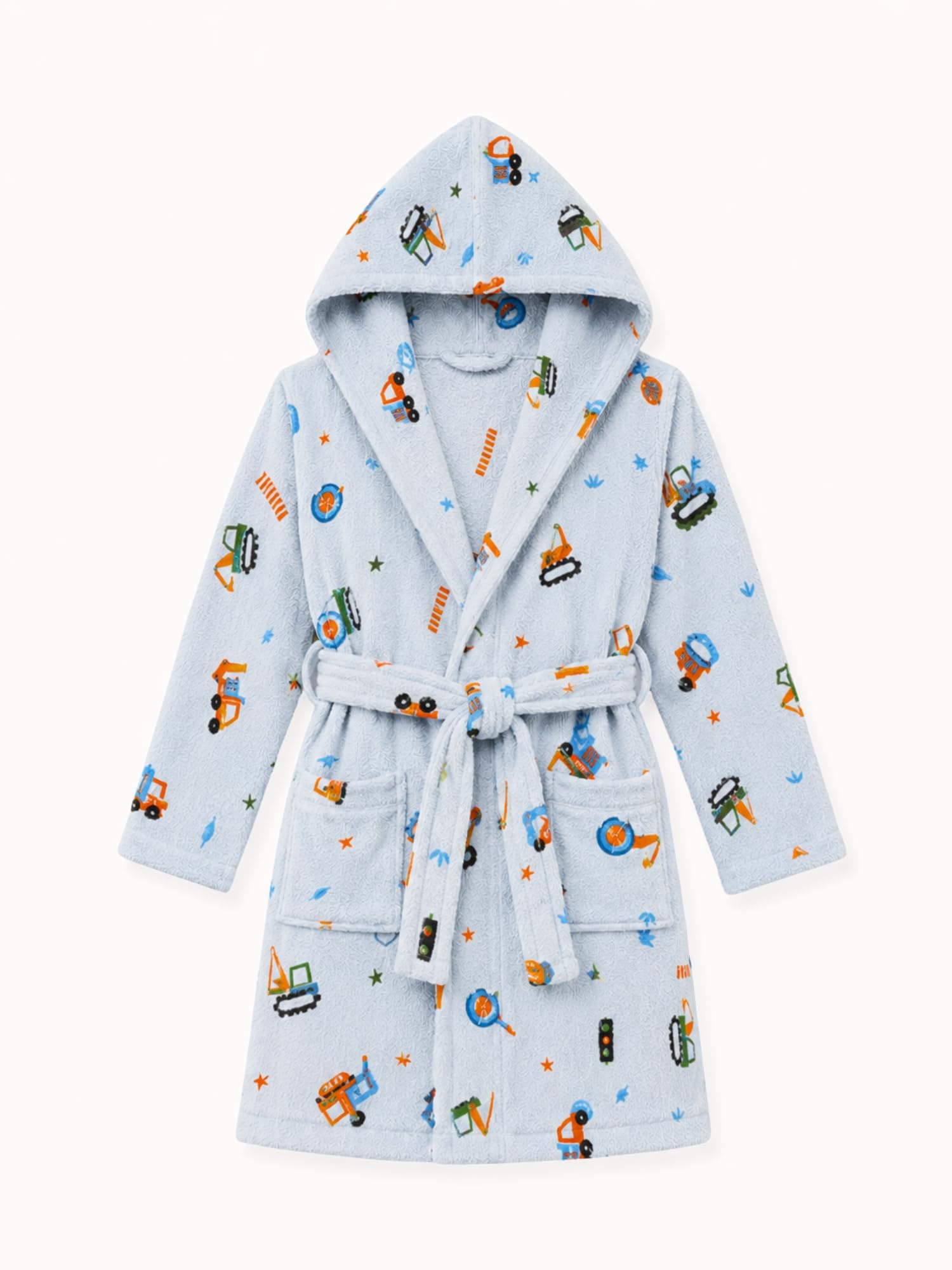 RANGOLI Premium Kids Unisex 100% Cotton Terry Hooded Bathrobe for Boys & Girls in 400 GSM with Full Sleeves, Knee Length & Elegant Printed Design (Blue-13 to 14 Years) 2