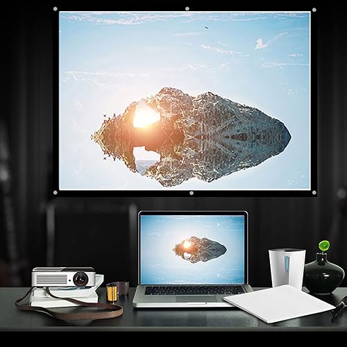 Miniatura 3 de Bewinner Pantalla de proyección de 60 a 100 pulgadas, 4: 3 HD portátil, plegable, antiarrugas, lavable para cine en casa, pantalla de proyector,