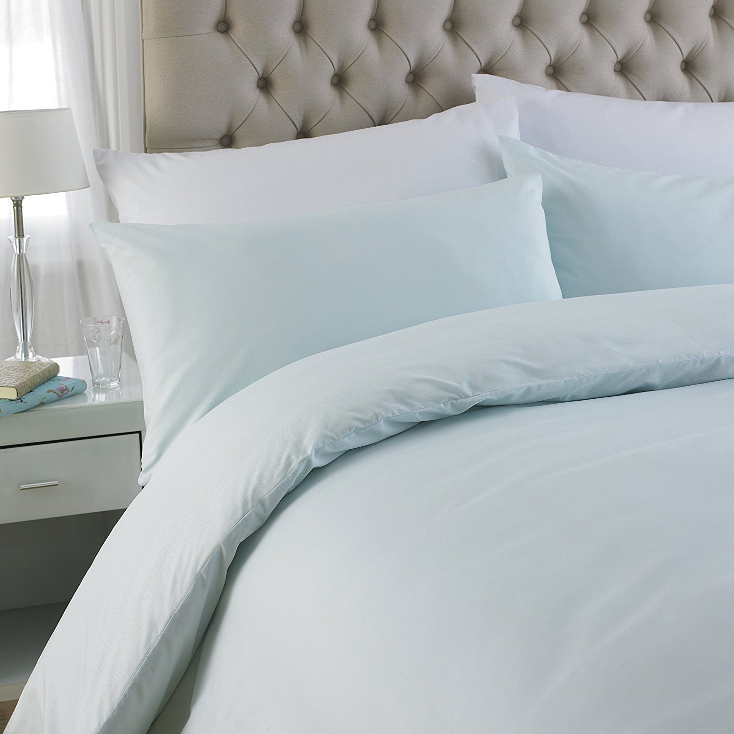 Great Knot Blue 100% Egyptian Cotton 200 Thread Count Percale Duvet Cover Set, King, Light