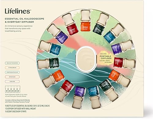 Lifelines Essential Oil Blends Collection - Paquete de 15 difusores portátiles para uso diario, aceites esenciales 100% puros y botánicos de origen