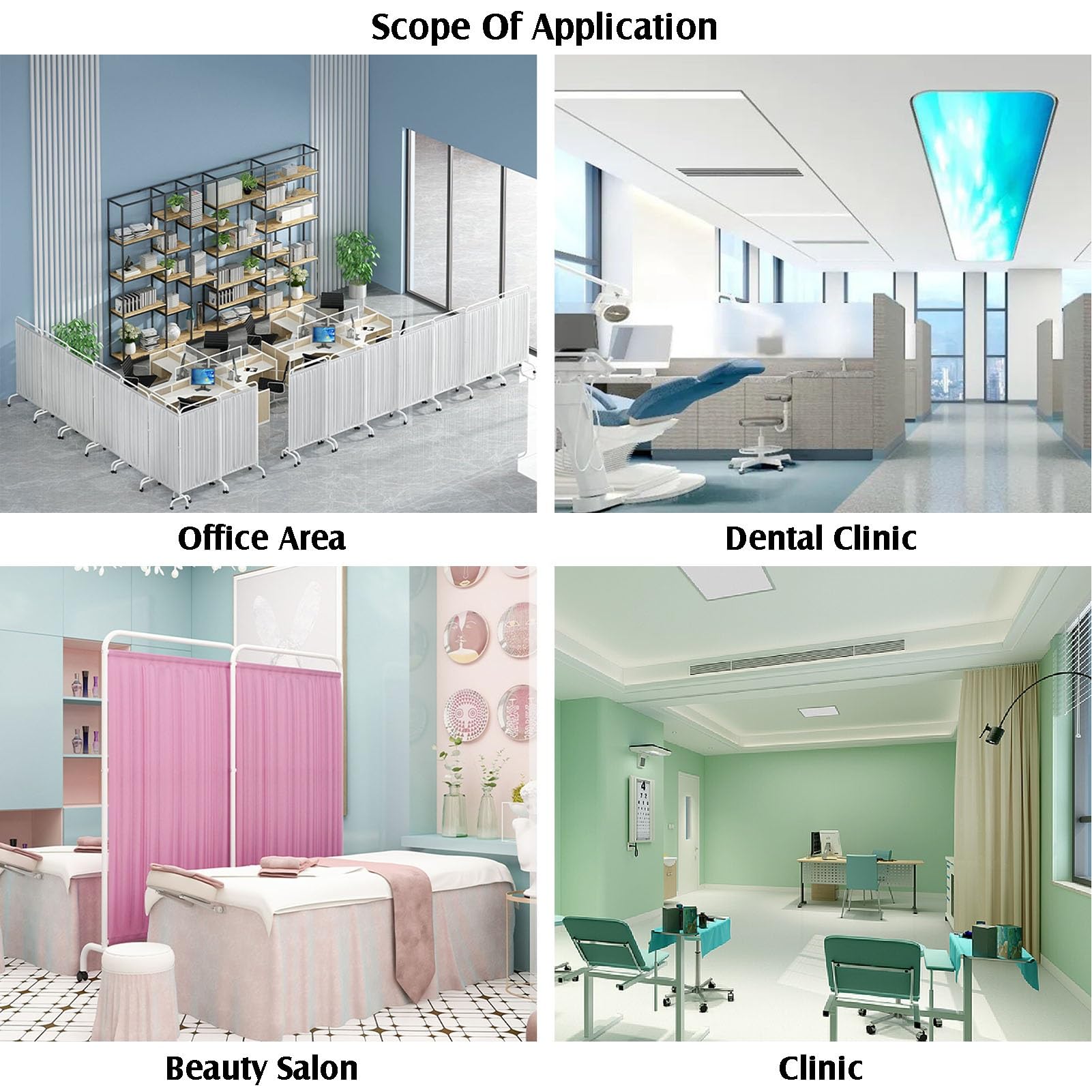 Divisorio Mobile per Ambienti Medici, Alto 1,8 m, Pieghevole, per cliniche/Sale Visita/ambulatori, Soluzione temporanea salvaspazio (3 Colori, 5 Pannelli)