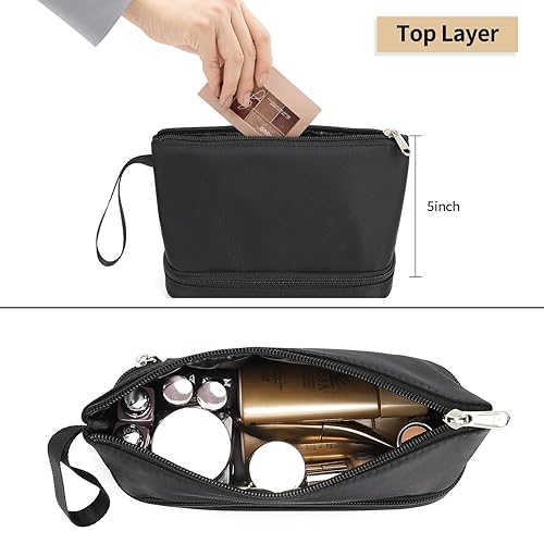 Miniatura 9 de Ethereal Bolsa de maquillaje transparente, bolsa de cosméticos pequeña color crema, bolsa de maquillaje de viaje para mujeres, bolsa de aseo