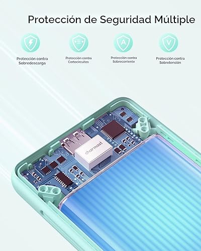 Miniatura 9 de charmast Cargador portátil con cables y enchufe integrados, cargador de batería USB C de 10000 mAh, carga rápida, batería externa delgada, artículos