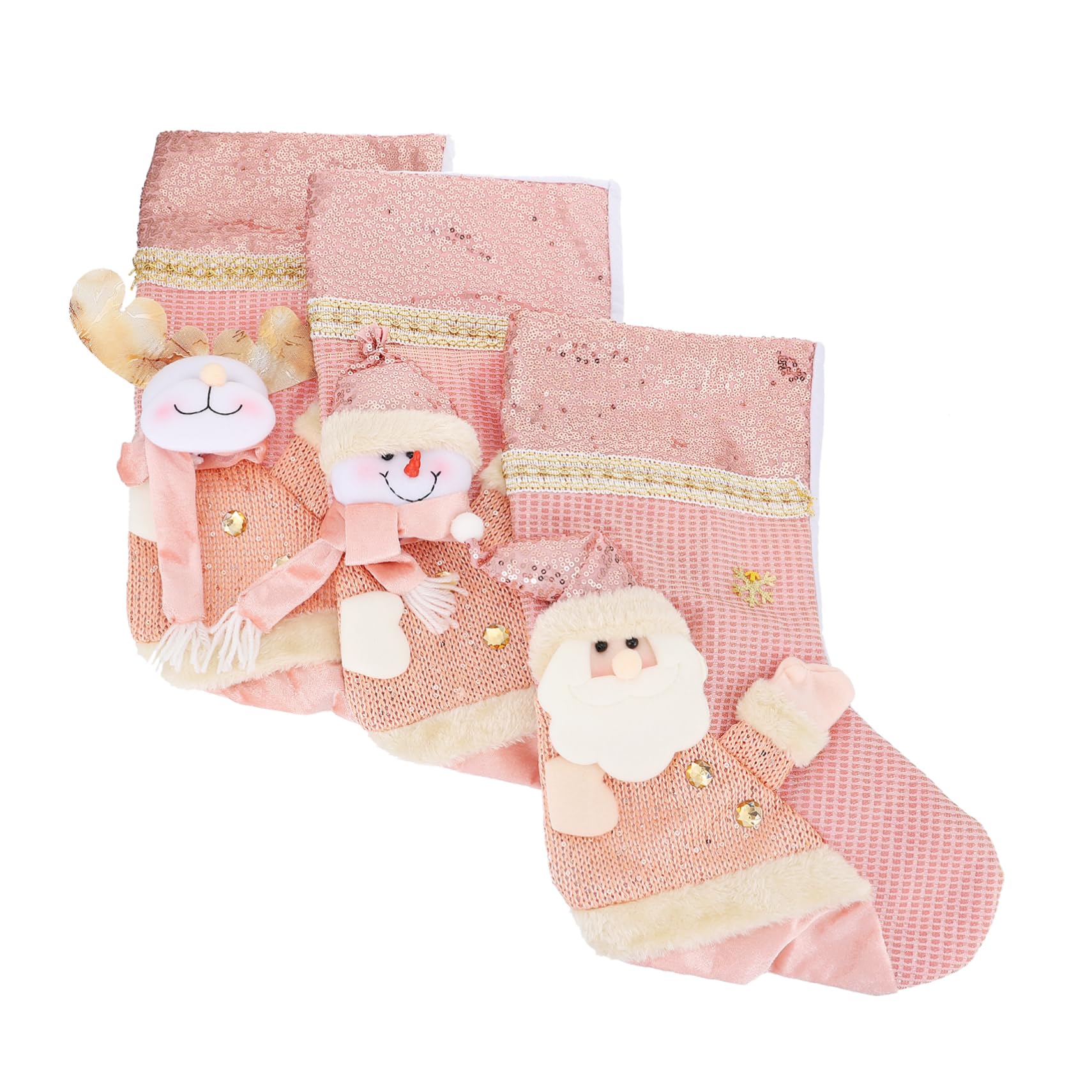 Chaussettes à paillettes renne bonhomme de neige suspension sapin décoration Noël