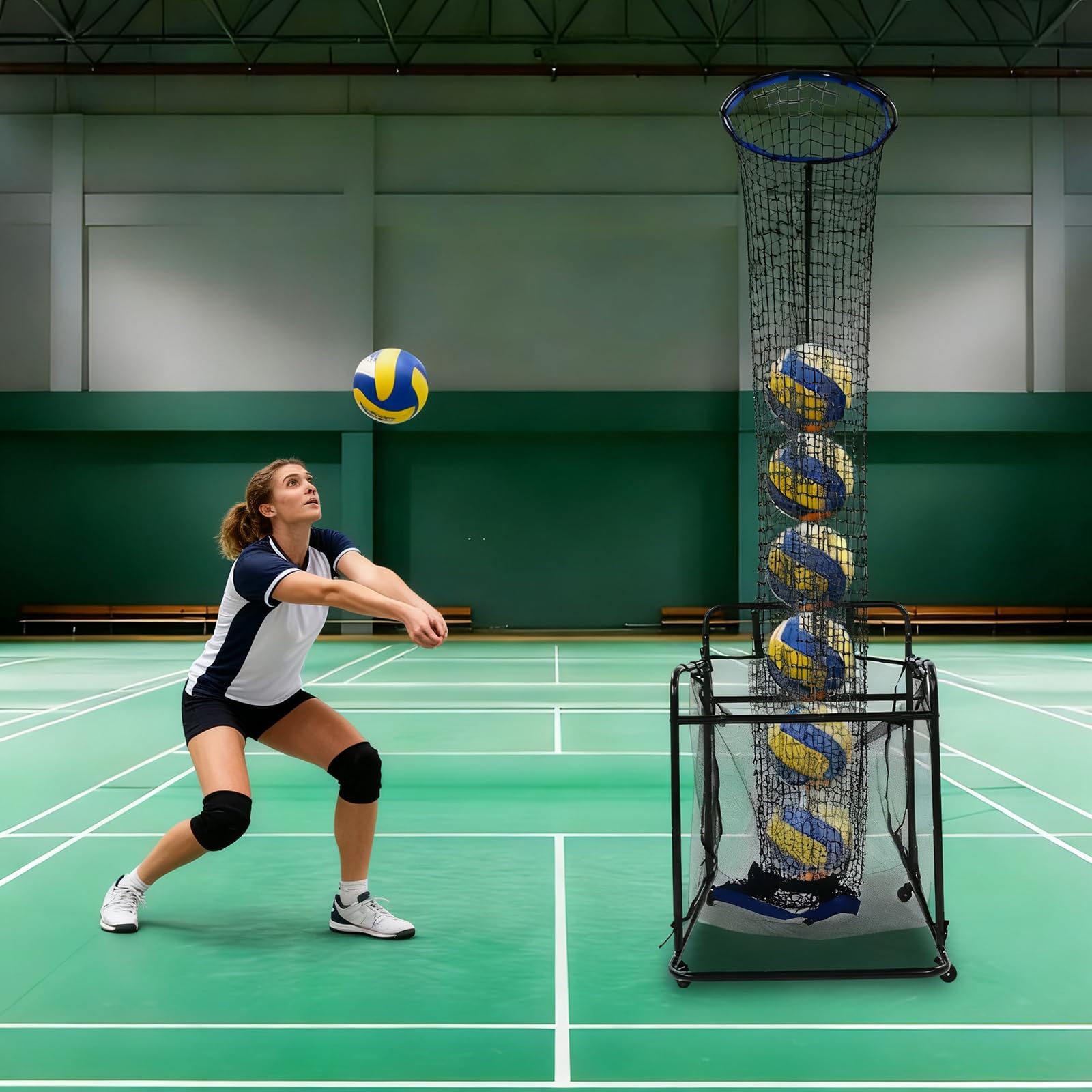 Volleyball-Setter-Trainernetz, Trainingsgerät mit Höhen und Winkelverstellbar, Tragbar für Indoor und Outdoor