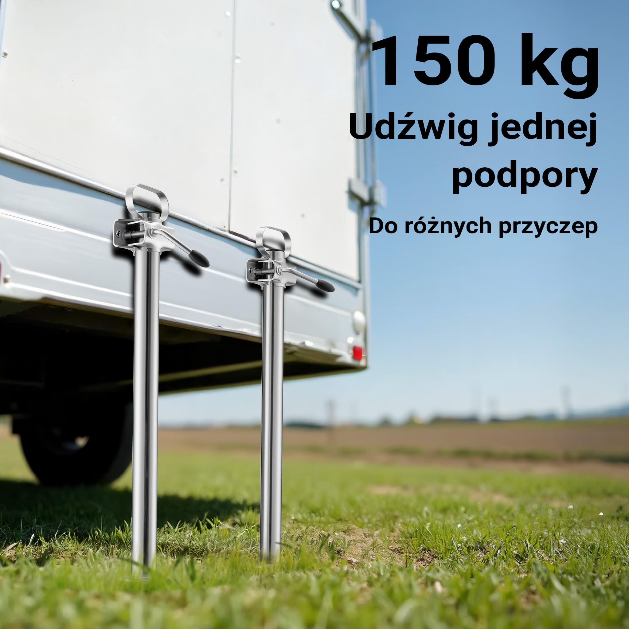 Zestaw przyczepny 10-elem. zawierający koło podporowe podpory rurowe i kliny z uchwytami do 362kg