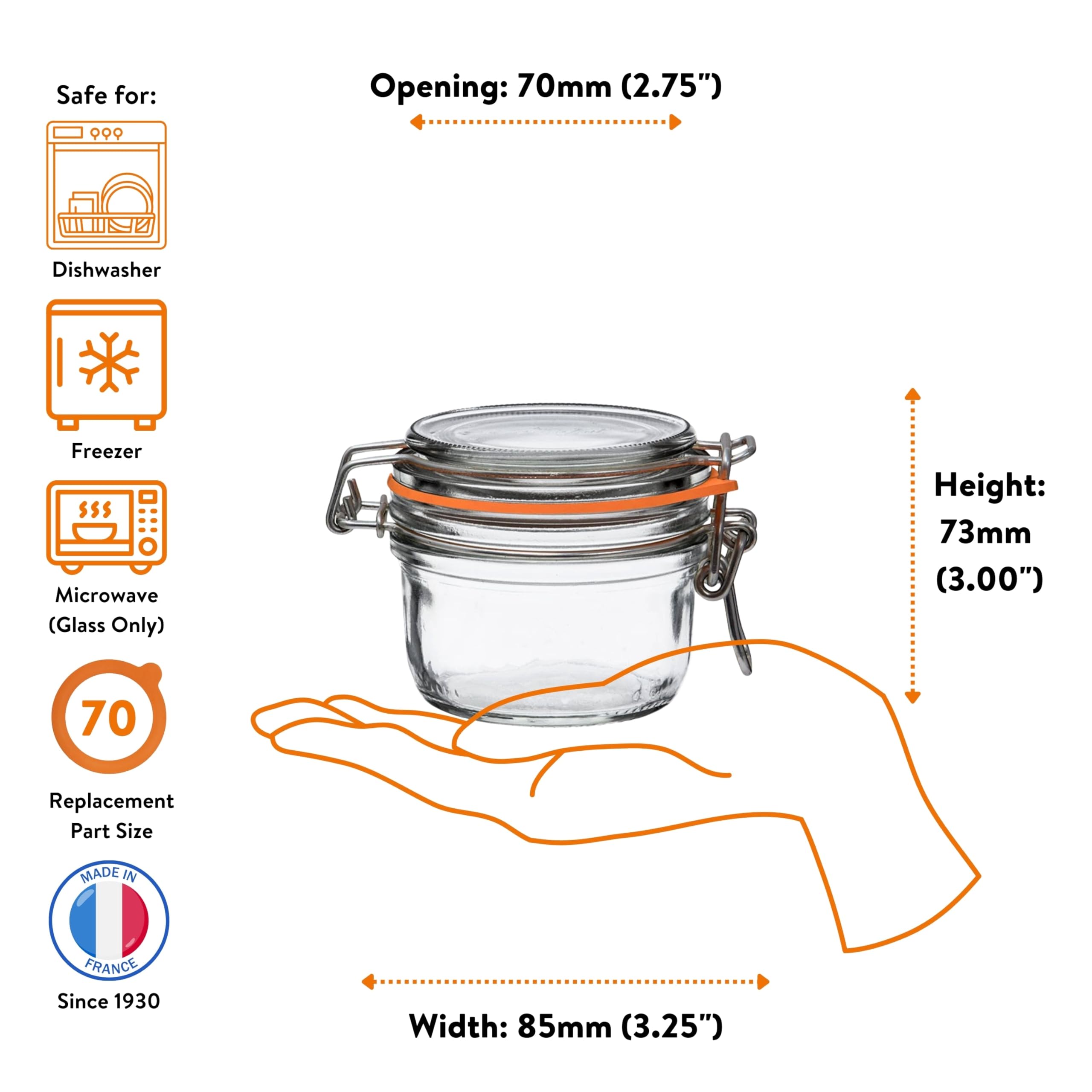 Le Parfait Super-Terrine-Glas, 125 ml, transparente Gläser, luftdicht, ideal für Weihnachts-Süßigkeitengläser, zur Aufbewahrung von Lebensmitteln für Urlaubspartys und andere Backutensilien