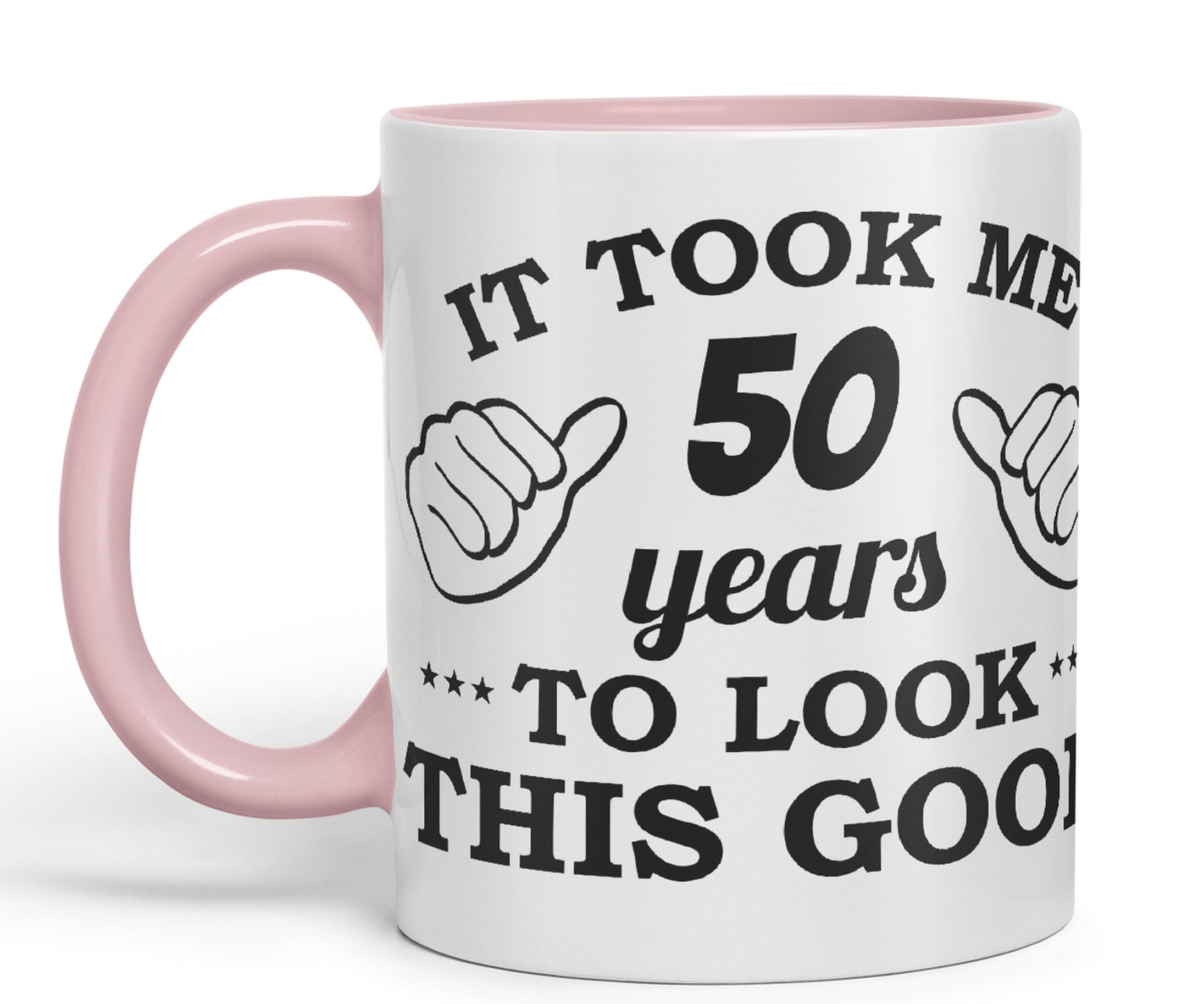 Vixar It Took me 50 Years to Look This Good Happy Birthday Ceramic Coloured Mug Cup Gift Coffee Tea (Pink)