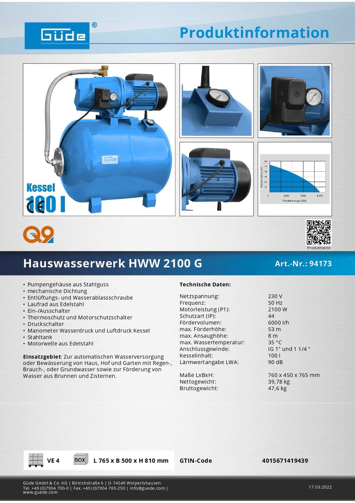 Hauswasserwerk HWW 2100 G